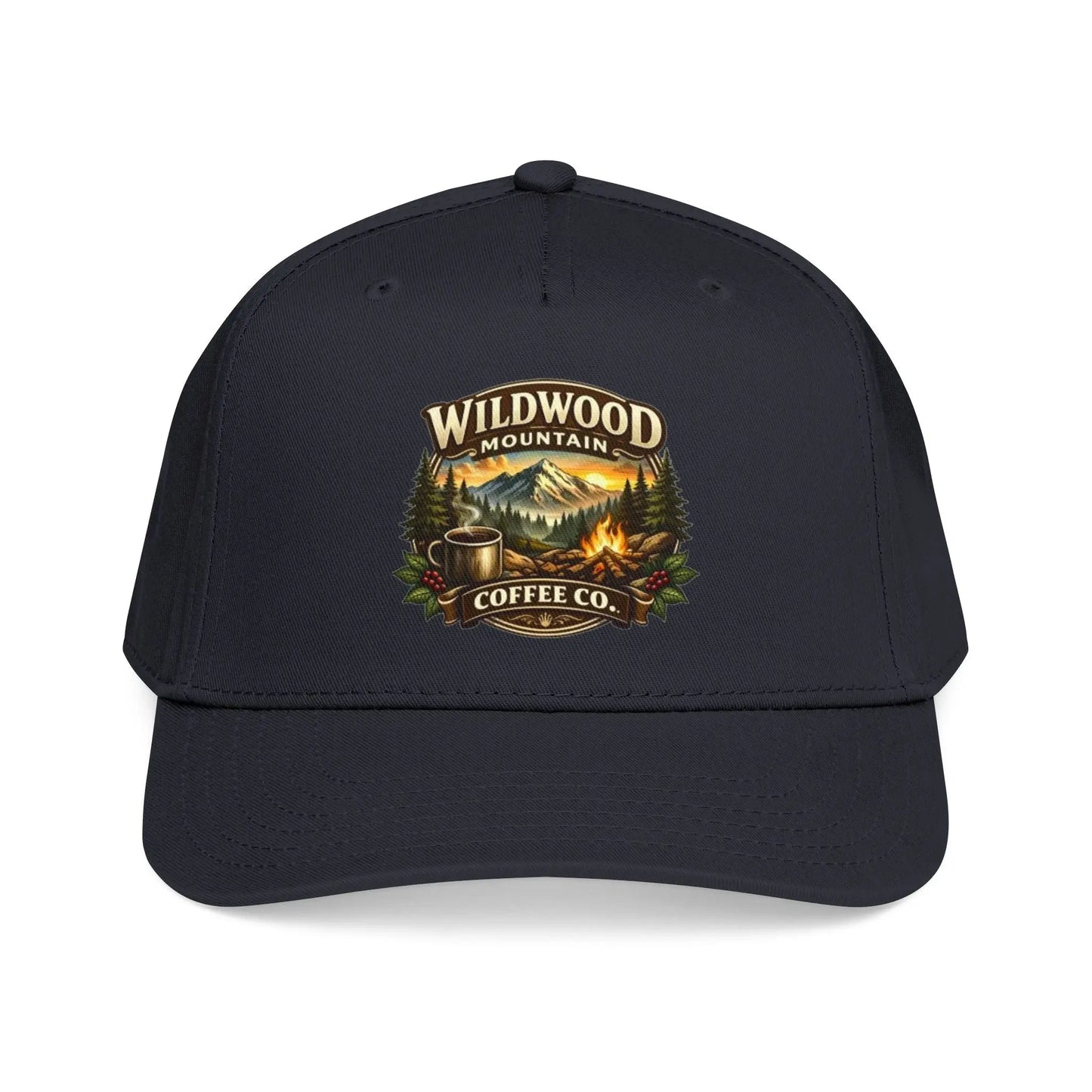 Wildwood Mountain Coffee Co Baseball Cap, Outdoor Campfire Coffee Hat, Mid Profile Baseball Cap Wildwood Mountain Coffee Co