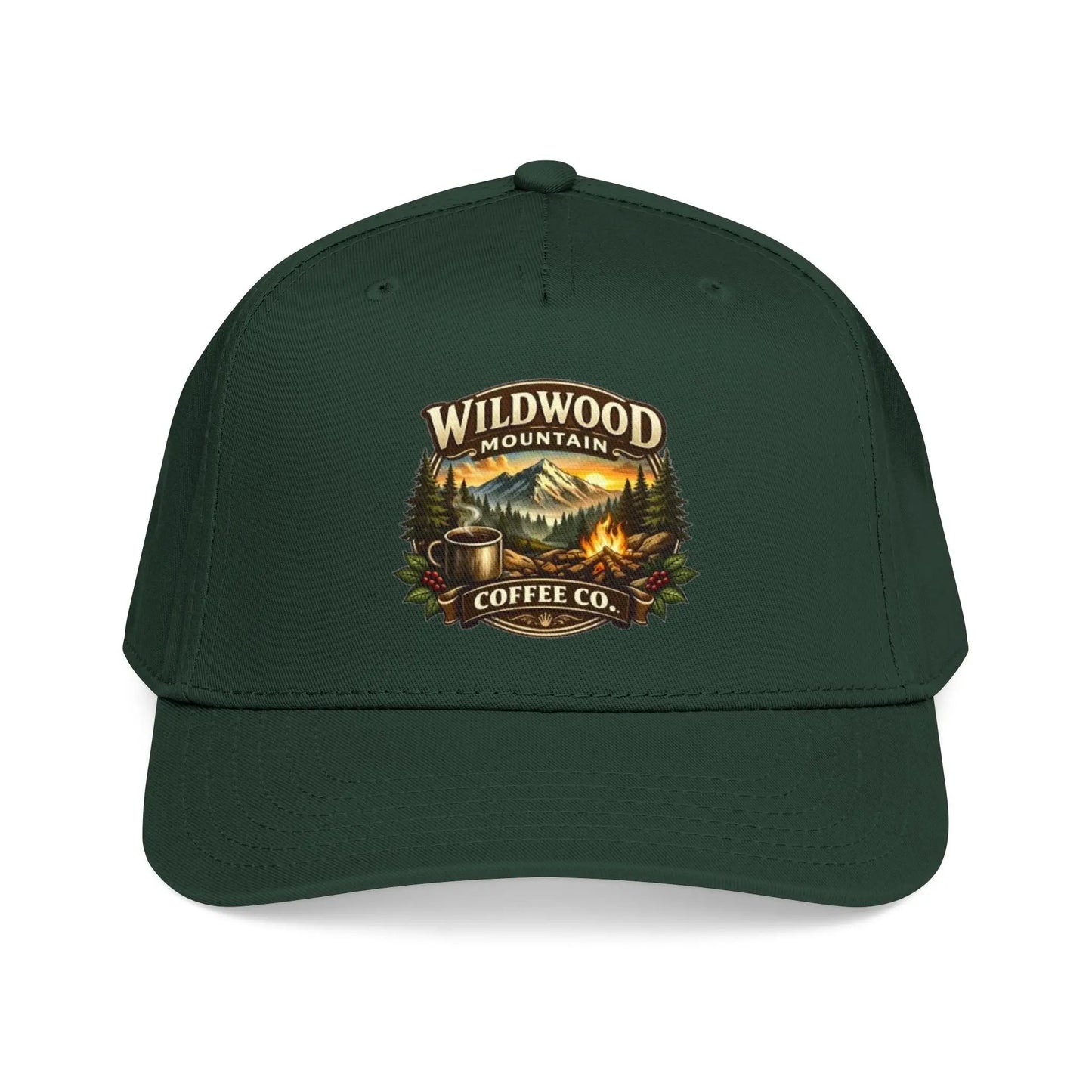 Wildwood Mountain Coffee Co Baseball Cap, Outdoor Campfire Coffee Hat, Mid Profile Baseball Cap Wildwood Mountain Coffee Co