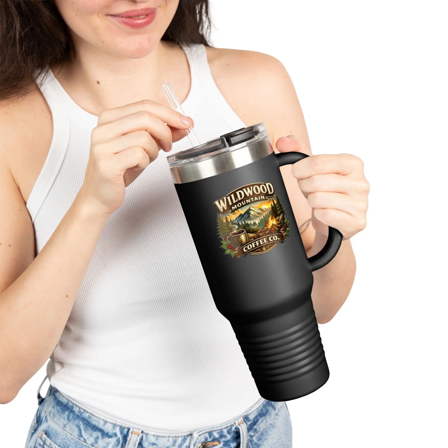 Wildwood Mountain Coffee Co 40oz Insulated Travel Mug, Adventure Camping Travel Mug Wildwood Mountain Coffee Co