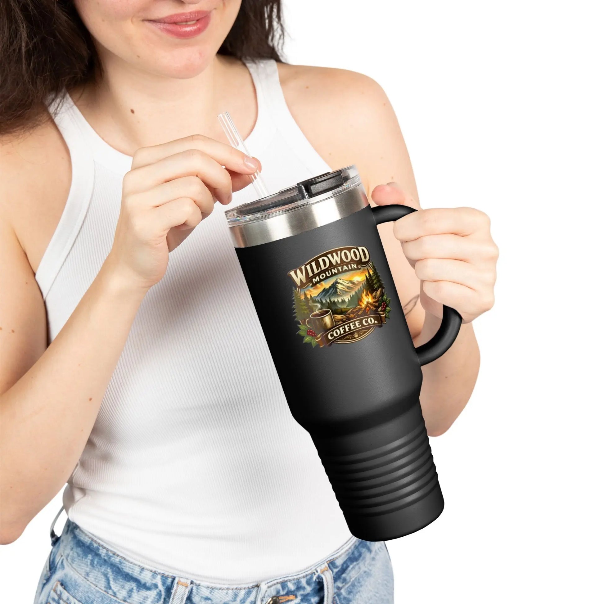 Wildwood Mountain Coffee Co 40oz Insulated Travel Mug, Adventure Camping Travel Mug Wildwood Mountain Coffee Co