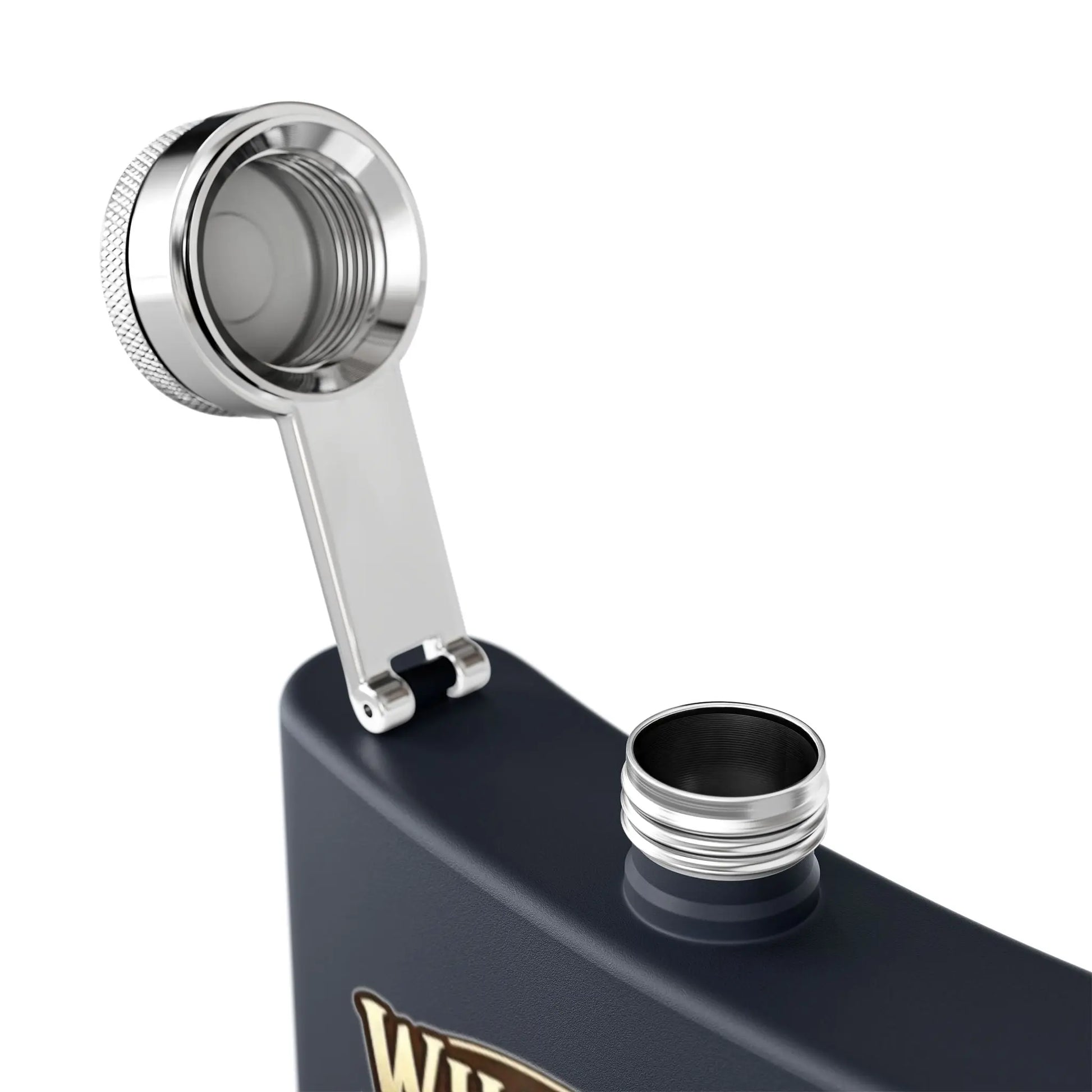 Stainless Steel Flask, Wildwood Mountain Coffee Co 6oz Stainless Steel Flask, Campfire Mountain Design Wildwood Mountain Coffee Co