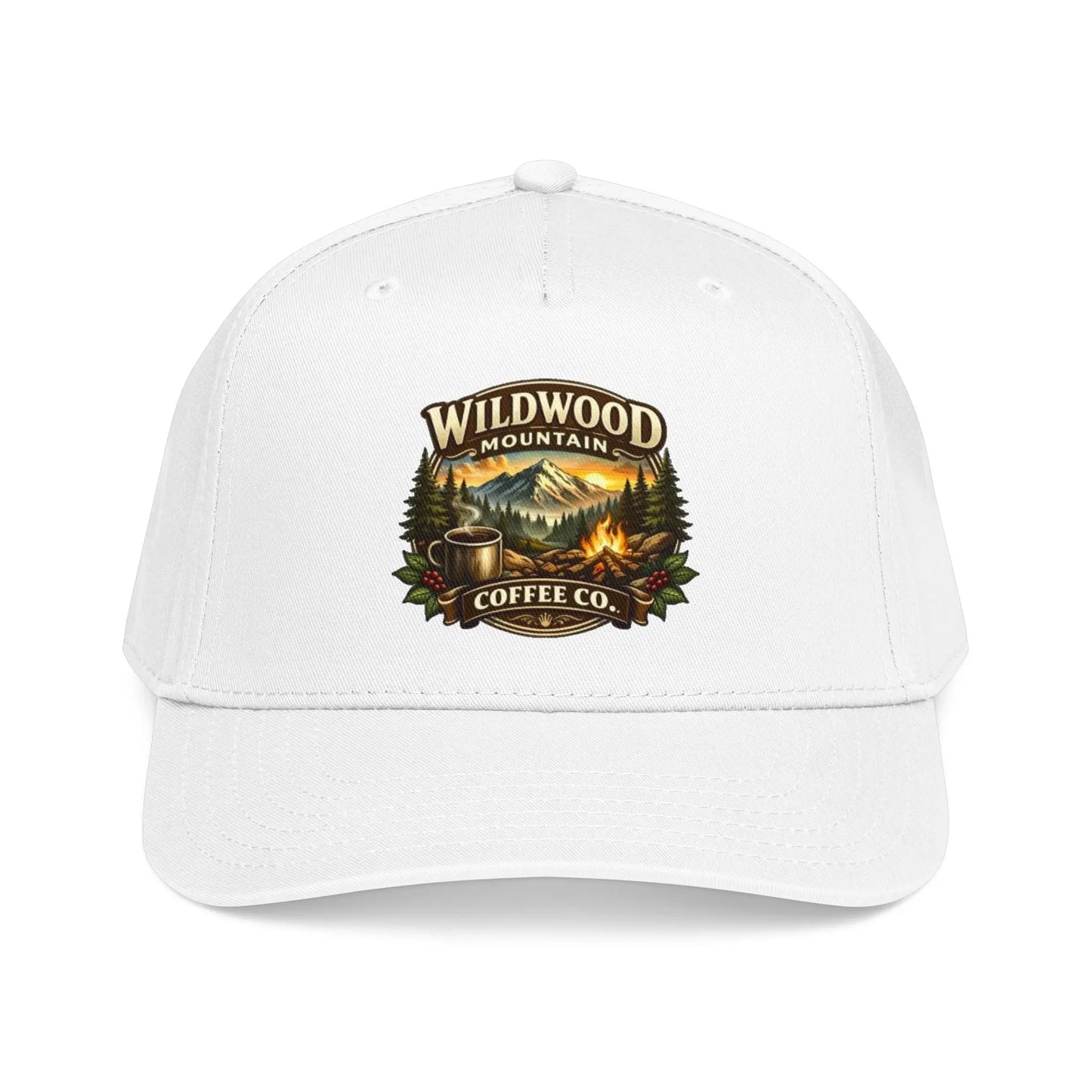 Wildwood Mountain Coffee Co Baseball Cap, Outdoor Campfire Coffee Hat, Mid Profile Baseball Cap Wildwood Mountain Coffee Co