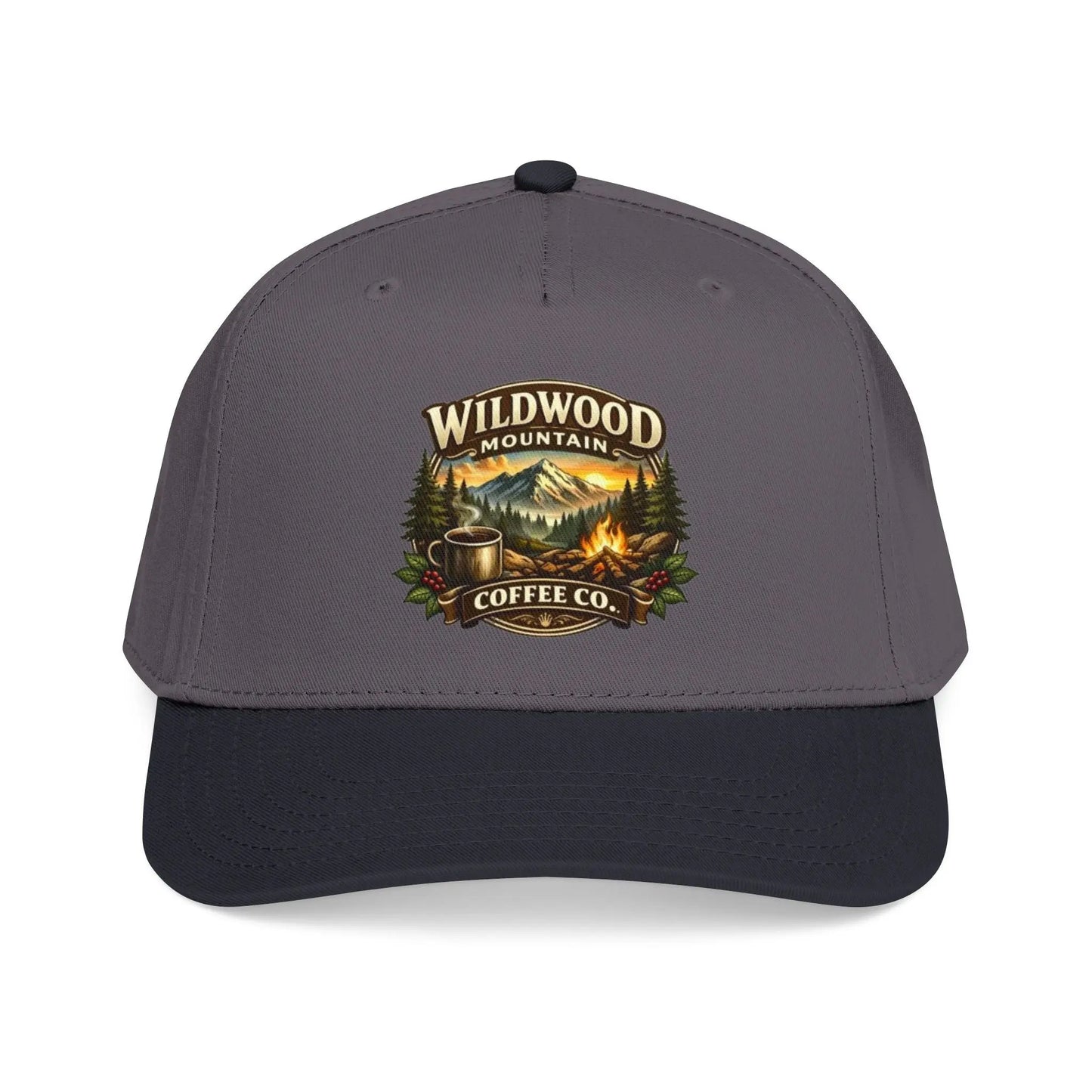 Wildwood Mountain Coffee Co Baseball Cap, Outdoor Campfire Coffee Hat, Mid Profile Baseball Cap Wildwood Mountain Coffee Co