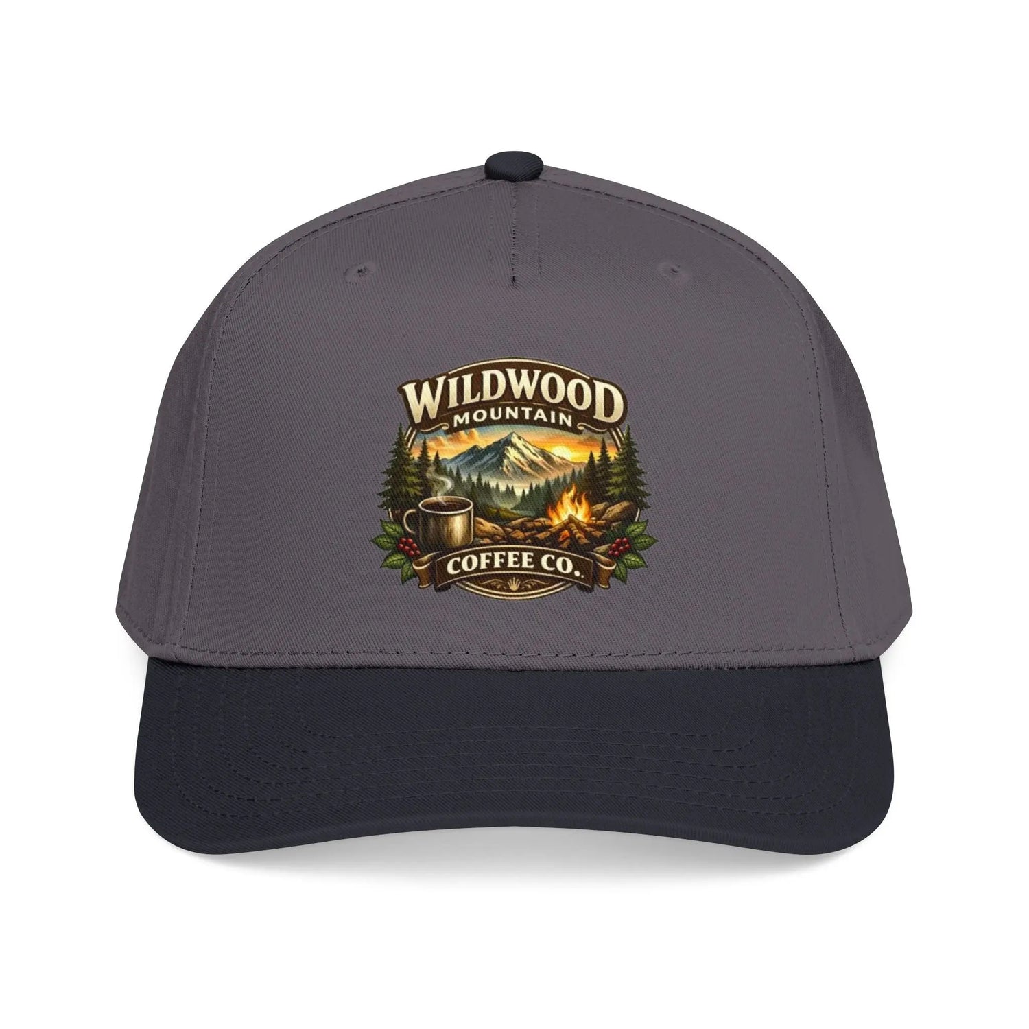 Wildwood Mountain Coffee Co Baseball Cap, Outdoor Campfire Coffee Hat, Mid Profile Baseball Cap Wildwood Mountain Coffee Co