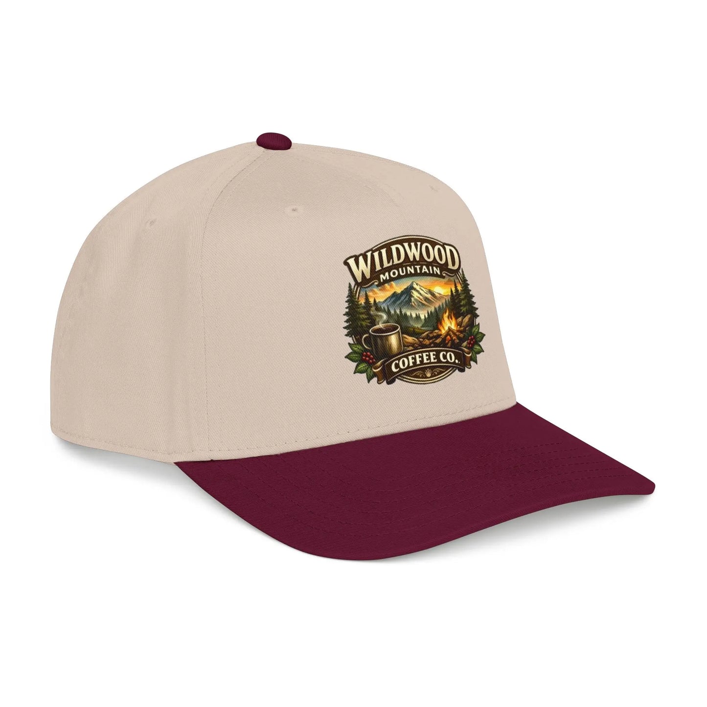 Wildwood Mountain Coffee Co Baseball Cap, Outdoor Campfire Coffee Hat, Mid Profile Baseball Cap Wildwood Mountain Coffee Co