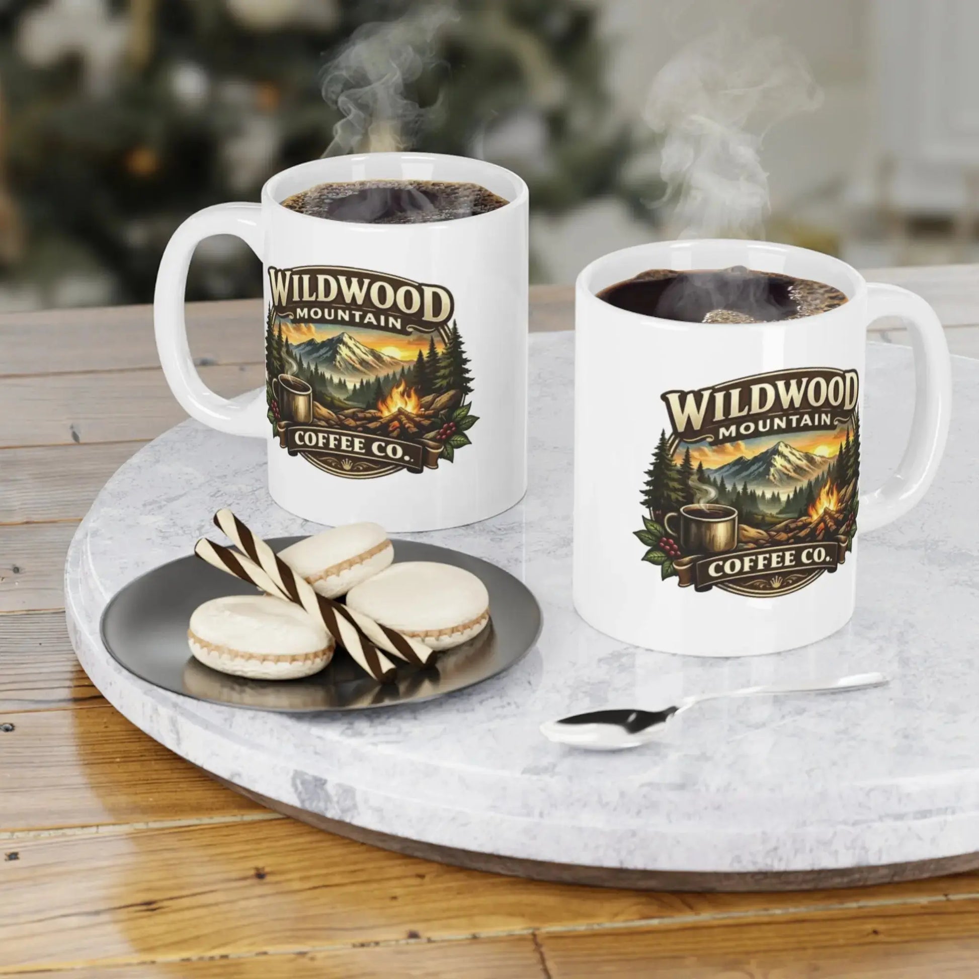 Wildwood Mountain Coffee Co. Mug, Rustic Camping Design Coffee Cup (11/15/20oz) Wildwood Mountain Coffee Co