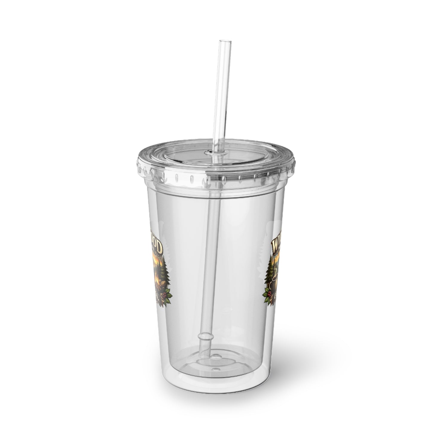 Wildwood Mountain Coffee Co Acrylic Tumbler with Straw, Reusable Iced Coffee Cup