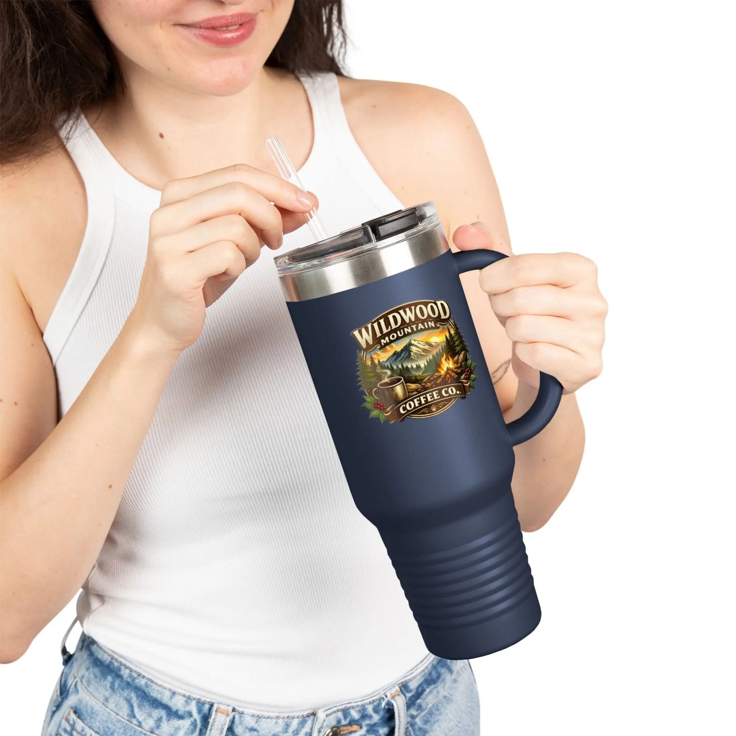 Wildwood Mountain Coffee Co 40oz Insulated Travel Mug, Adventure Camping Travel Mug Wildwood Mountain Coffee Co