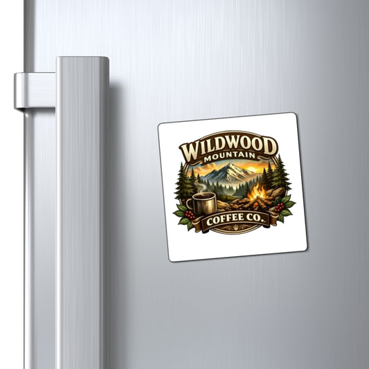 Wildwood Mountain Coffee Co Magnet, Camping & Coffee Refrigerator Logo Magnet