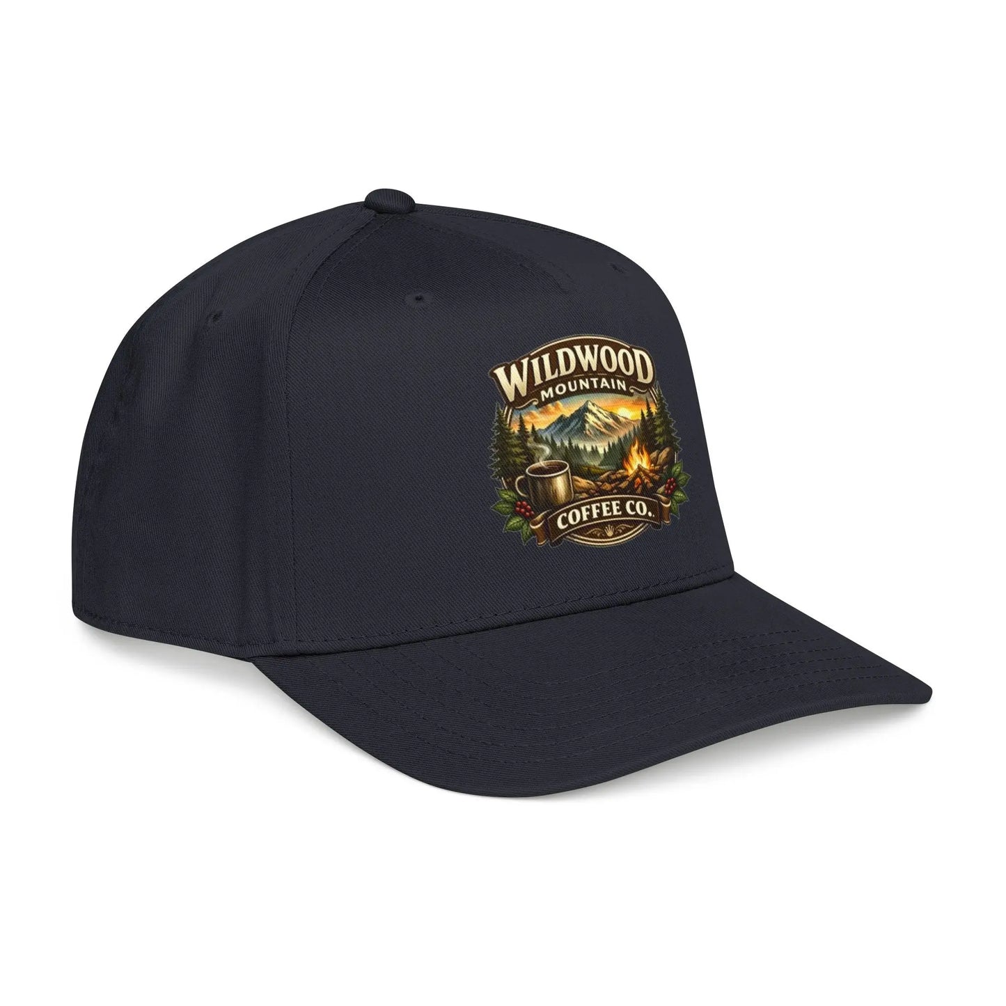 Wildwood Mountain Coffee Co Baseball Cap, Outdoor Campfire Coffee Hat, Mid Profile Baseball Cap Wildwood Mountain Coffee Co