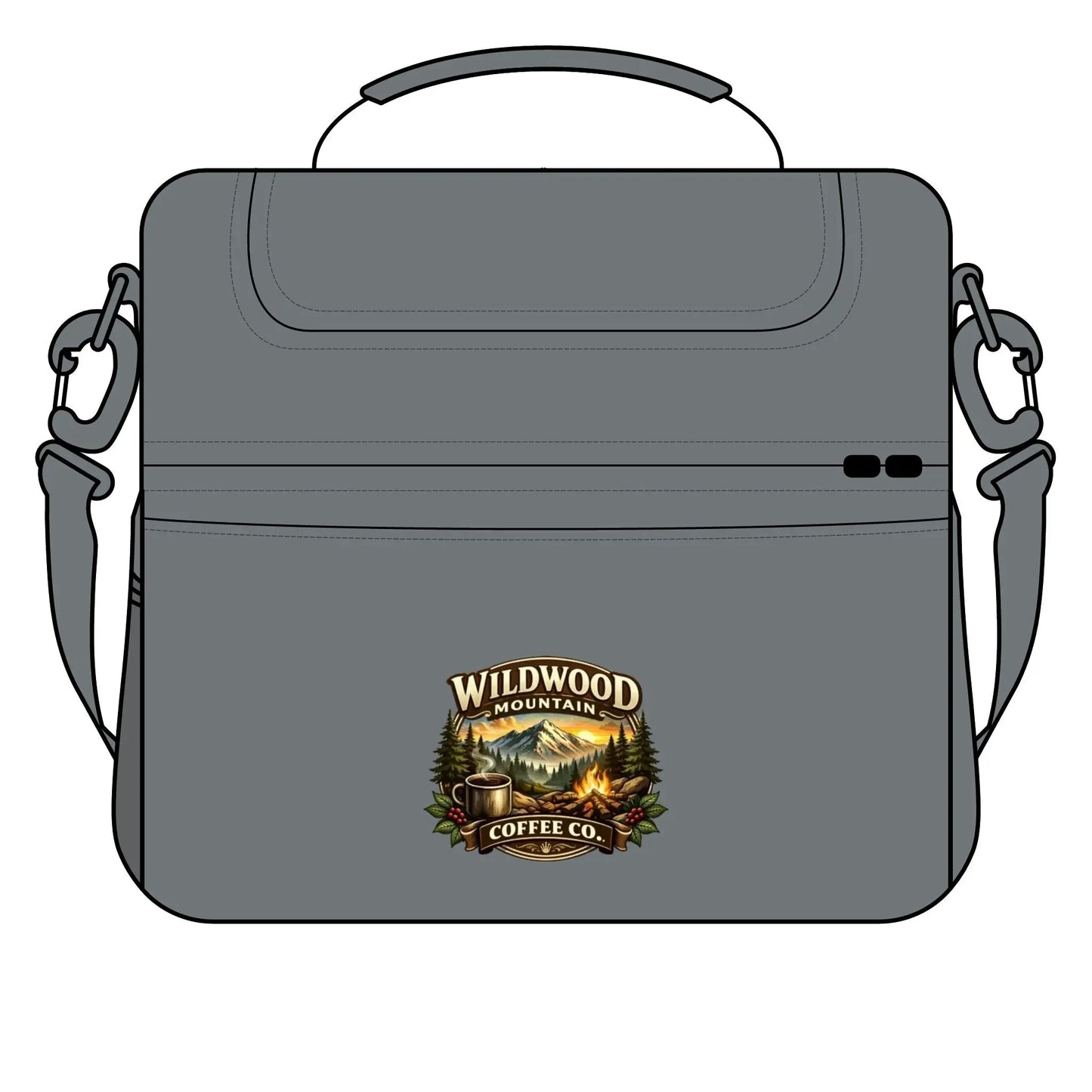 Wildwood Mountain Coffee Cooler Bag, Insulated Lunch Cooler with Rustic Campfire Logo Wildwood Mountain Coffee Co