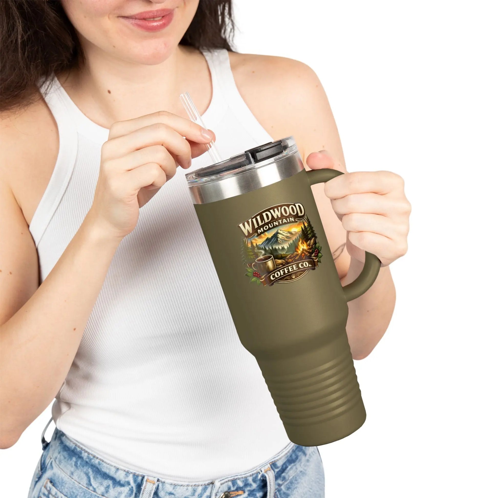 Wildwood Mountain Coffee Co 40oz Insulated Travel Mug, Adventure Camping Travel Mug Wildwood Mountain Coffee Co