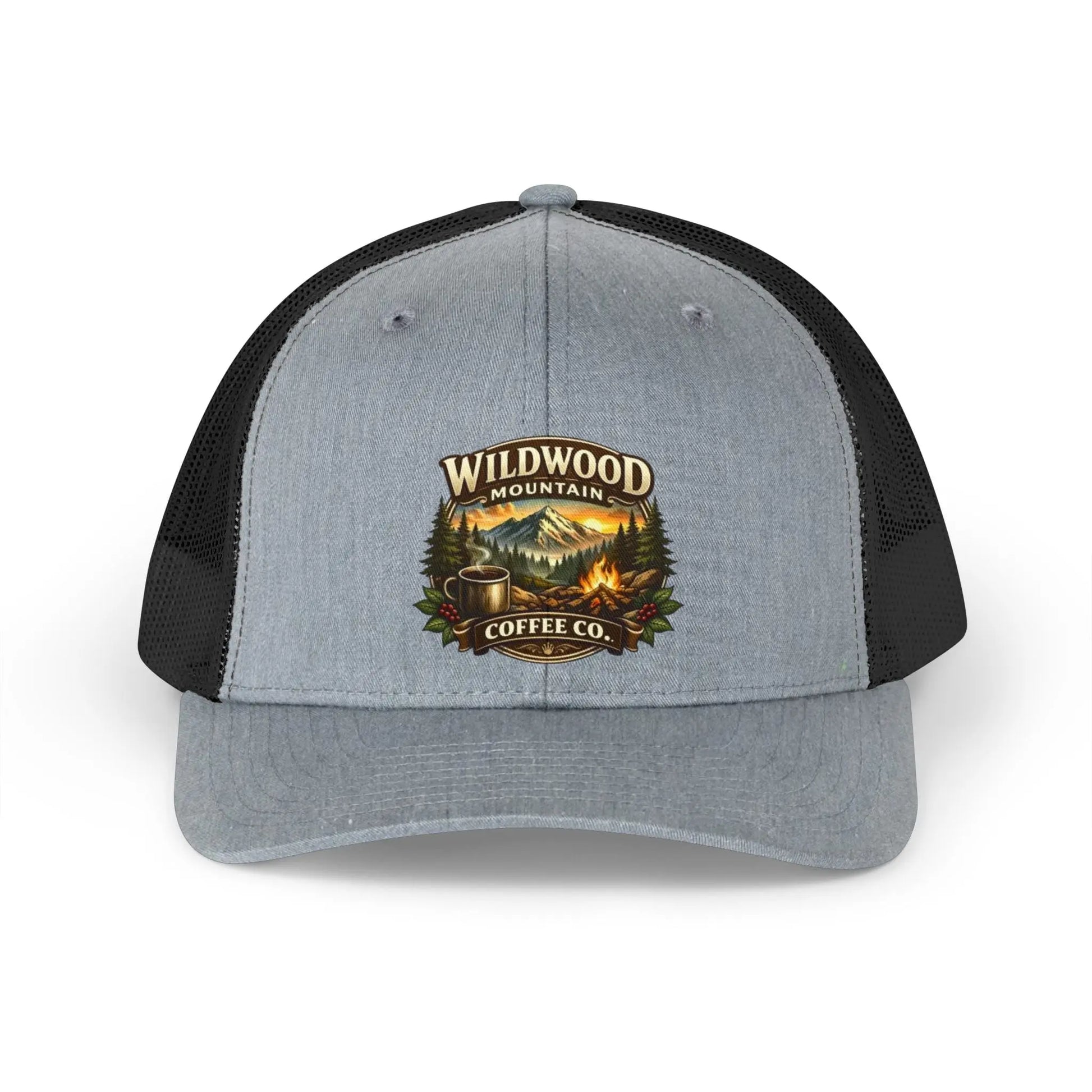 Wildwood Mountain Coffee Co Retro Trucker Hat, Vintage Camping Coffee Logo Cap Wildwood Mountain Coffee Co