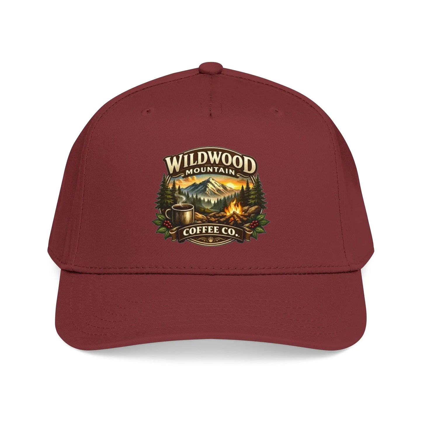 Wildwood Mountain Coffee Co Baseball Cap, Outdoor Campfire Coffee Hat, Mid Profile Baseball Cap Wildwood Mountain Coffee Co
