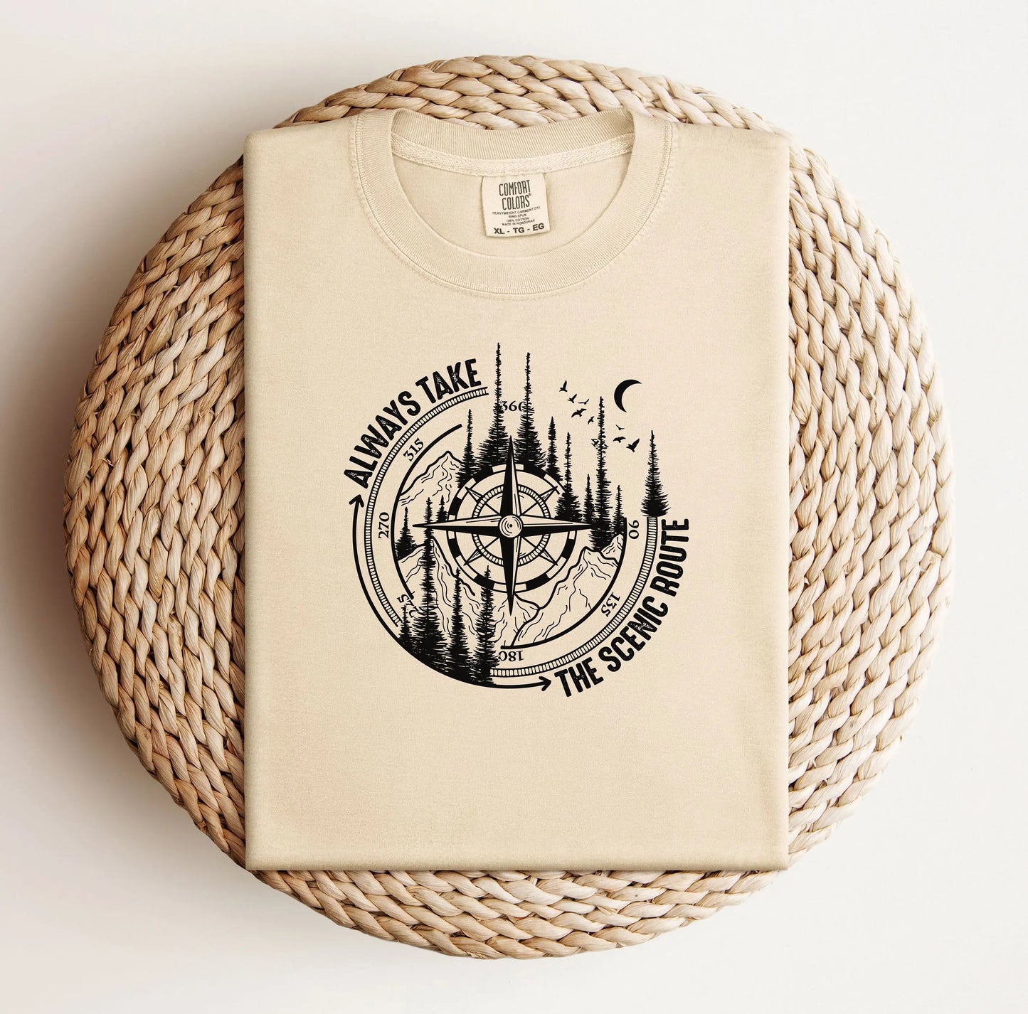 Always Take The Scenic Route Shirt, Camping Shirt, Nature Shirt, Crew Shirt, Nature Lover Gifts, Adventure Outdoor Mountain Tee, Road Trip Wildwood Mountain Coffee Co
