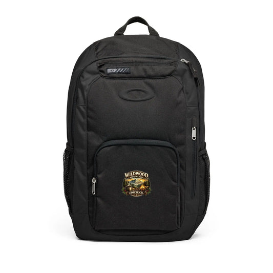 Black backpack with a graphic of a person wearing a red jersey with the number 7 on a white background