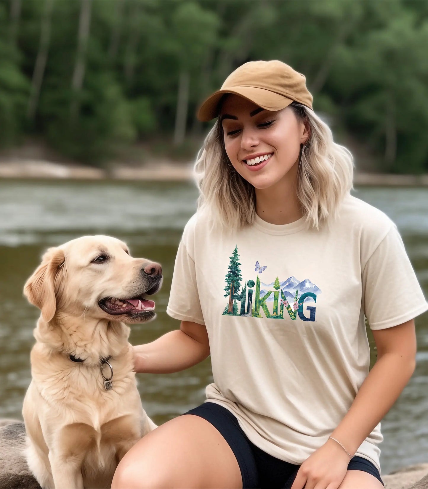 Nature-Inspired Hiking T-Shirt, Scenic Wilderness Lettering Tee Printify