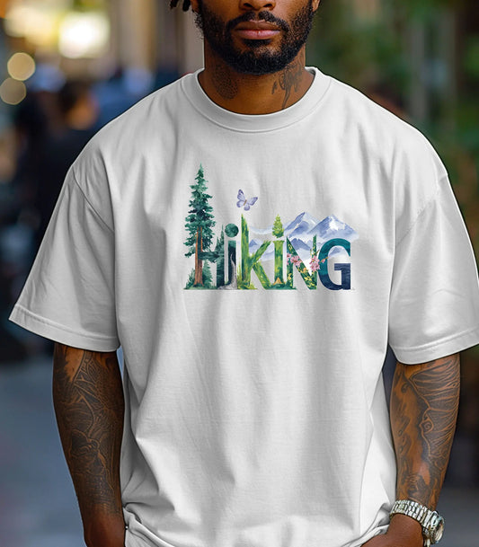 Nature-Inspired Hiking T-Shirt, Scenic Wilderness Lettering Tee Printify