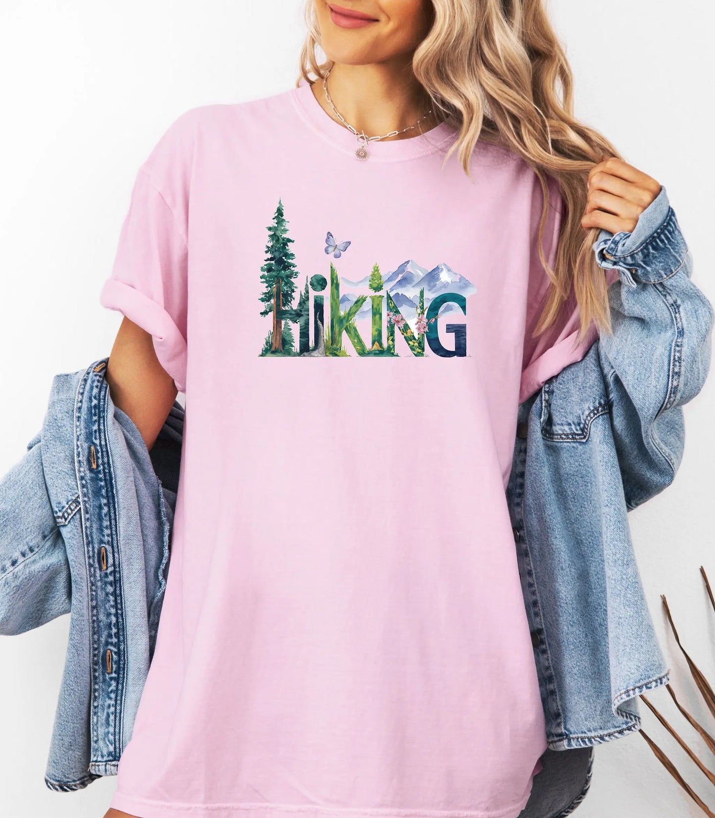 Nature-Inspired Hiking T-Shirt, Scenic Wilderness Lettering Tee Printify