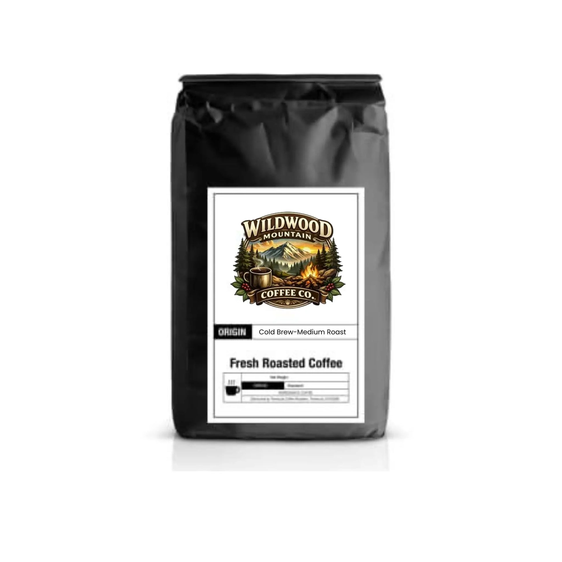 Coffee bag from Wildwood Mountain Coffee Co. on a white background