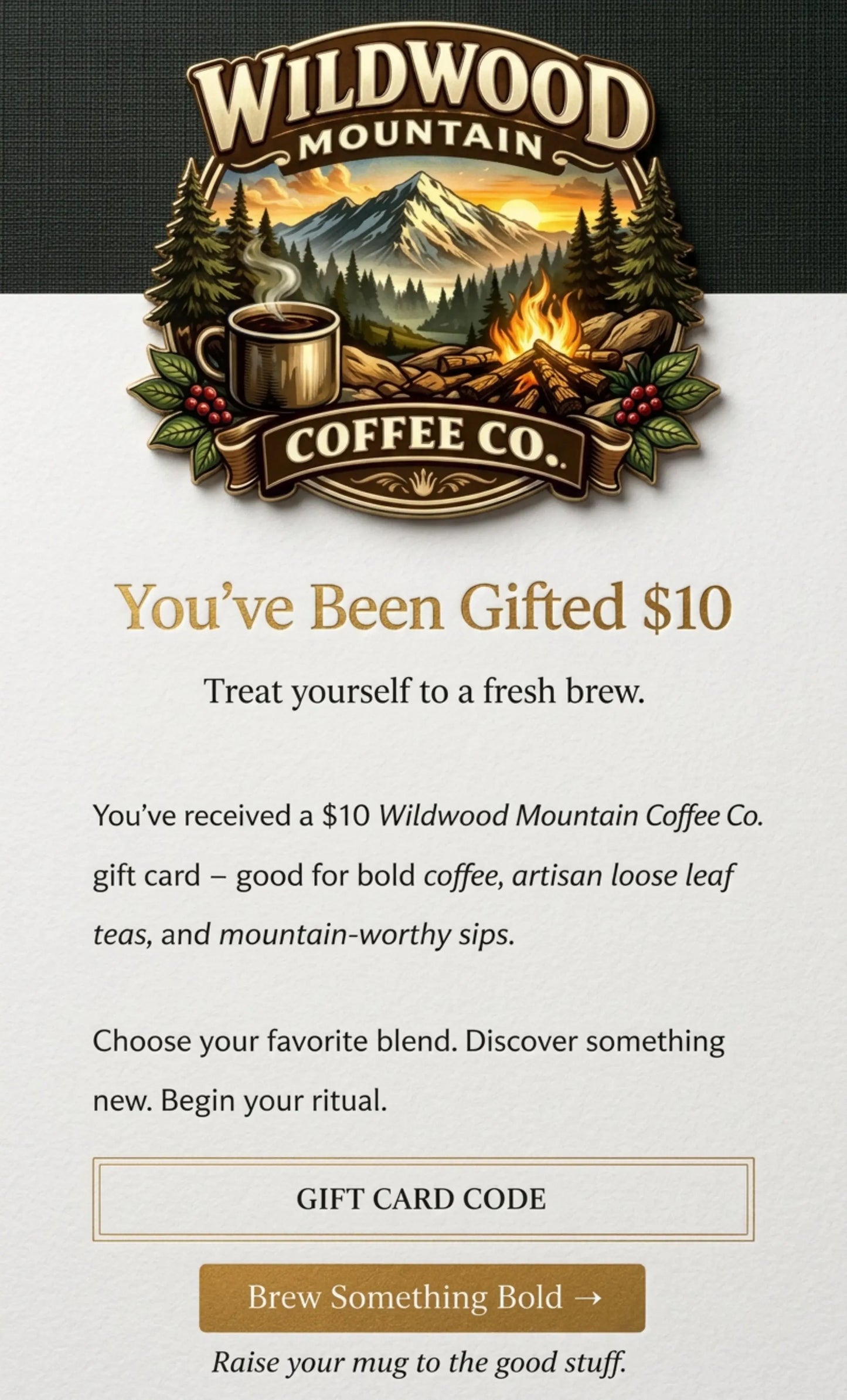 Wildwood Mountain Coffee Co Online Gift Card $10
