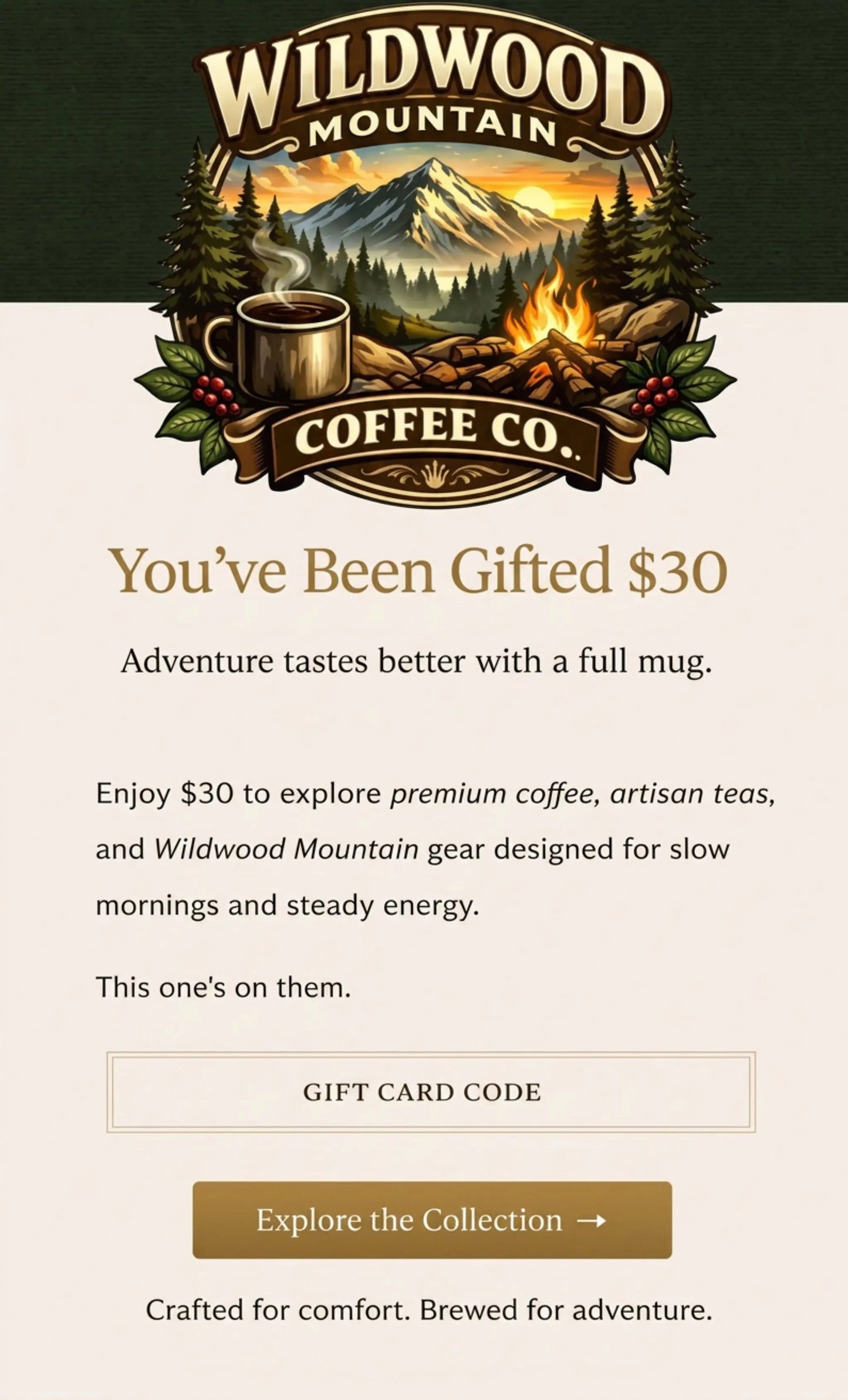 Wildwood Mountain Coffee Co Online Gift Card $30