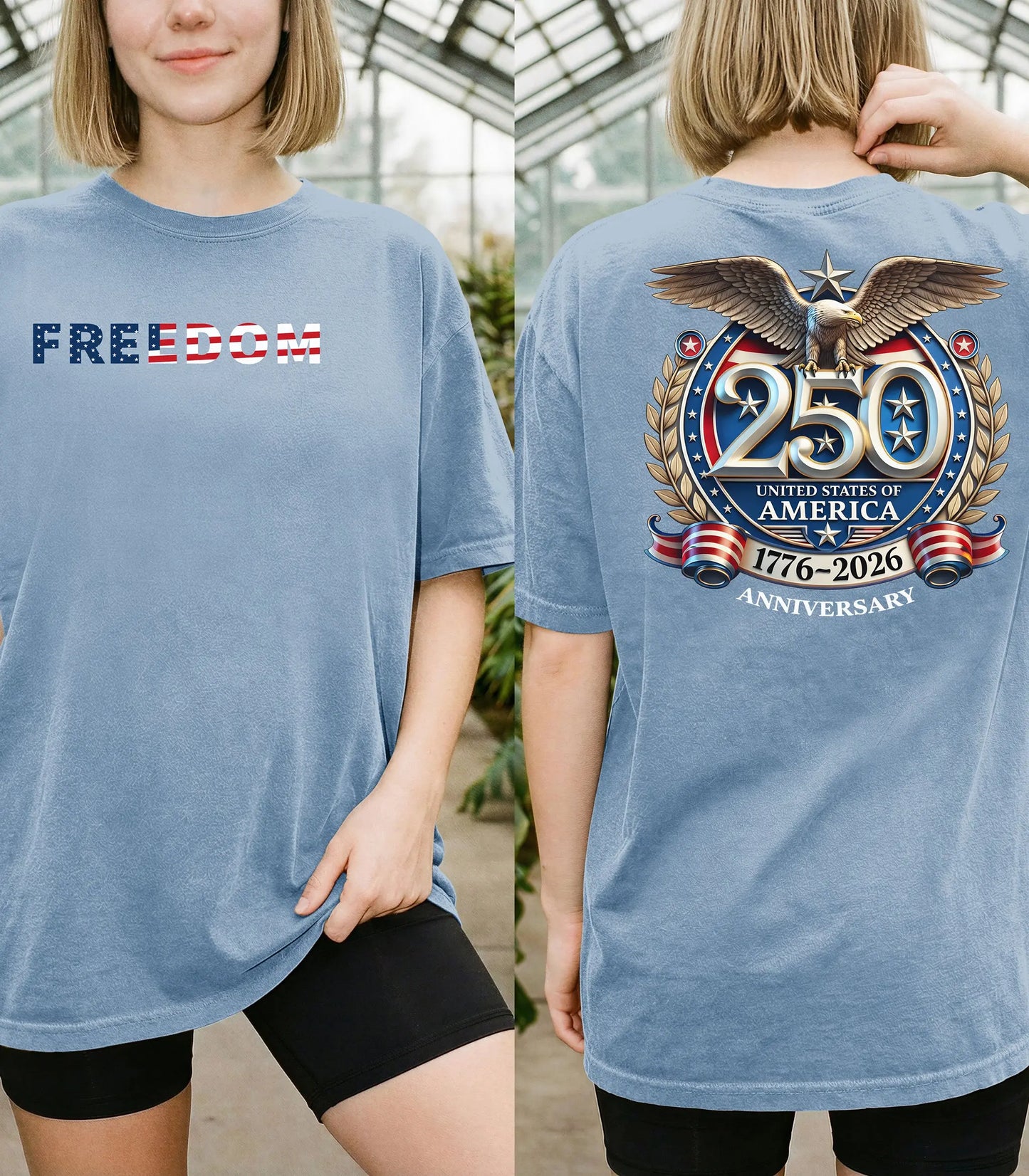 Freedom America 250 T-Shirt, Patriotic Eagle 1776-2026 USA Anniversary Shirt Wildwood Mountain Coffee Co