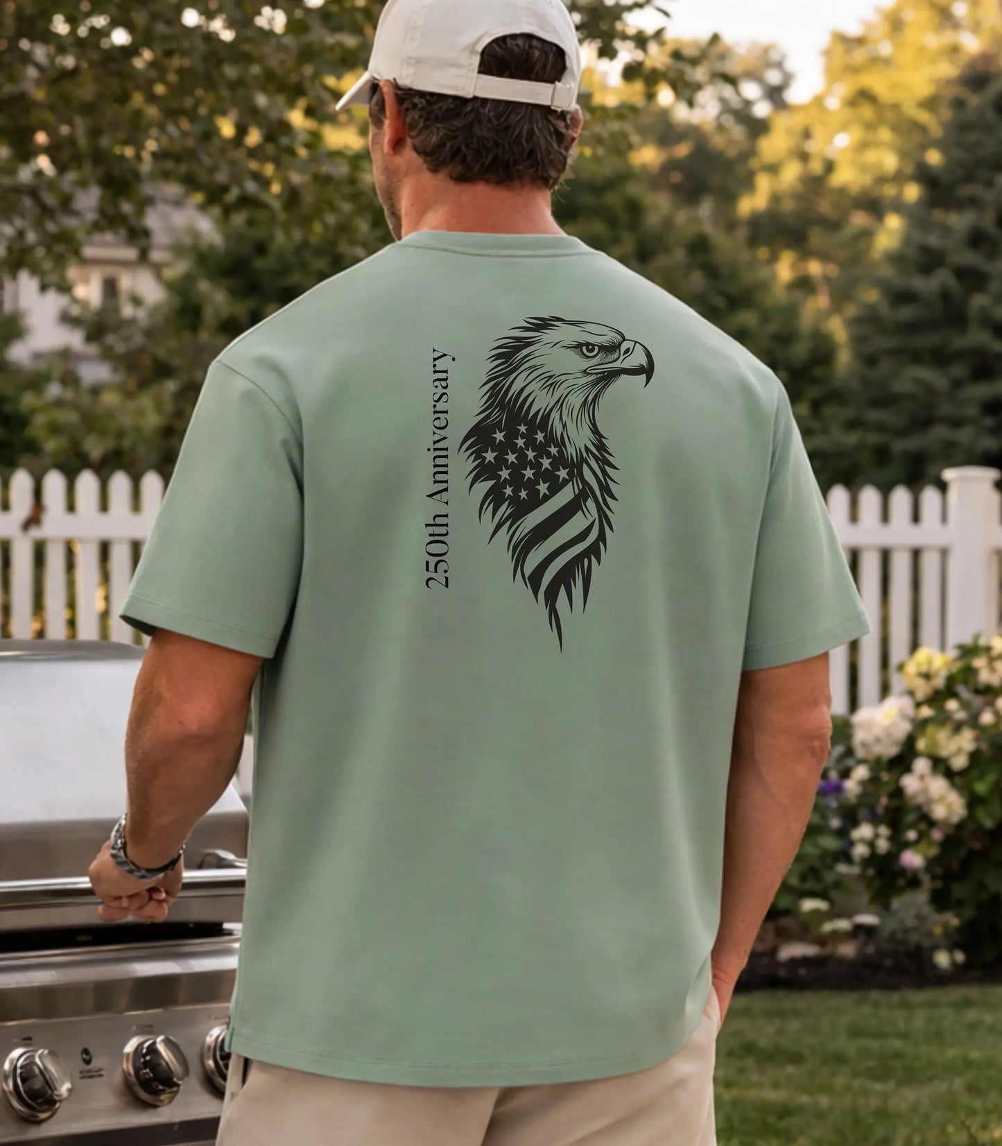America 250th Anniversary T-Shirt, Patriotic Eagle Design Wildwood Mountain Coffee Co