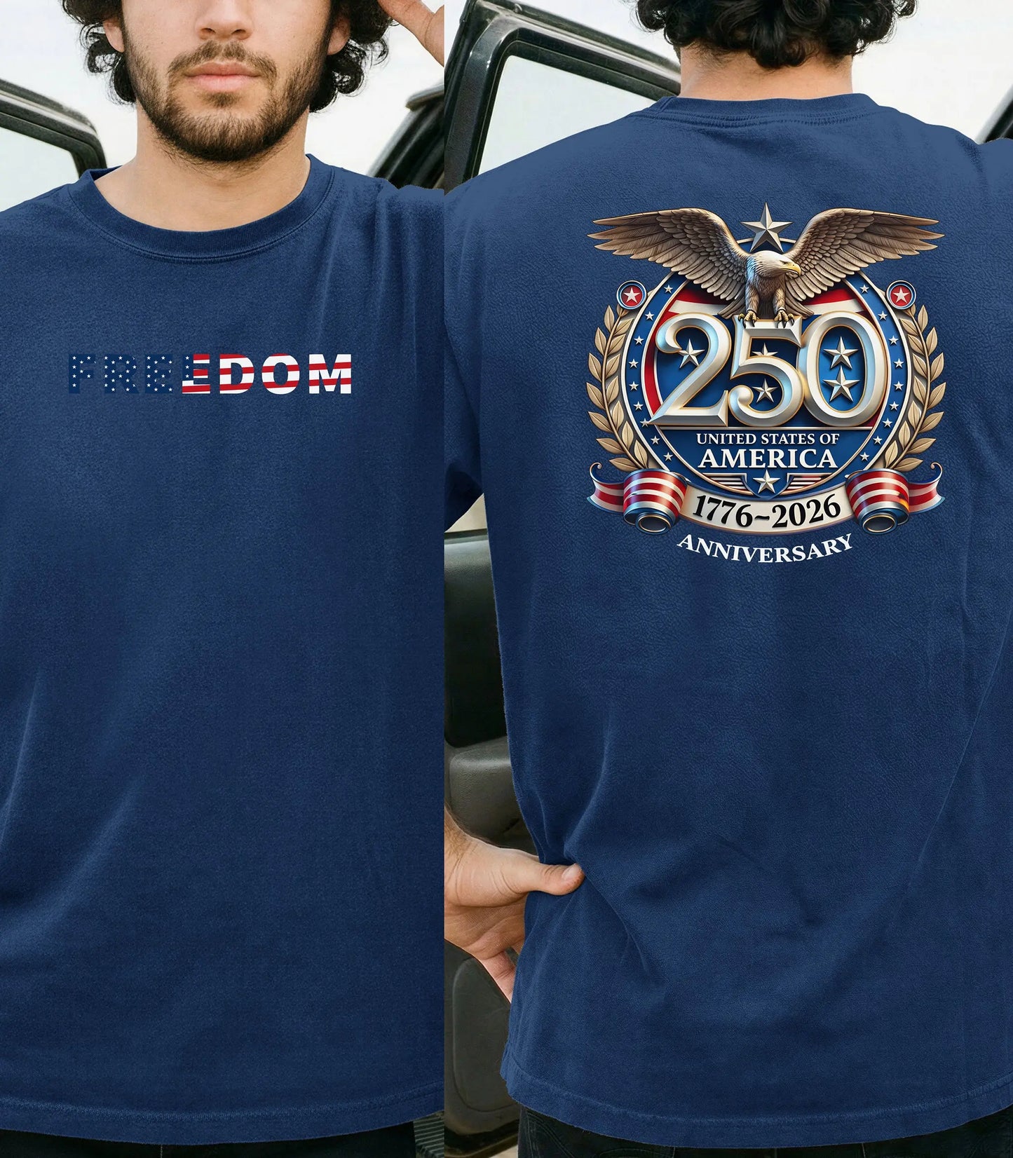Freedom America 250 T-Shirt, Patriotic Eagle 1776-2026 USA Anniversary Shirt Wildwood Mountain Coffee Co