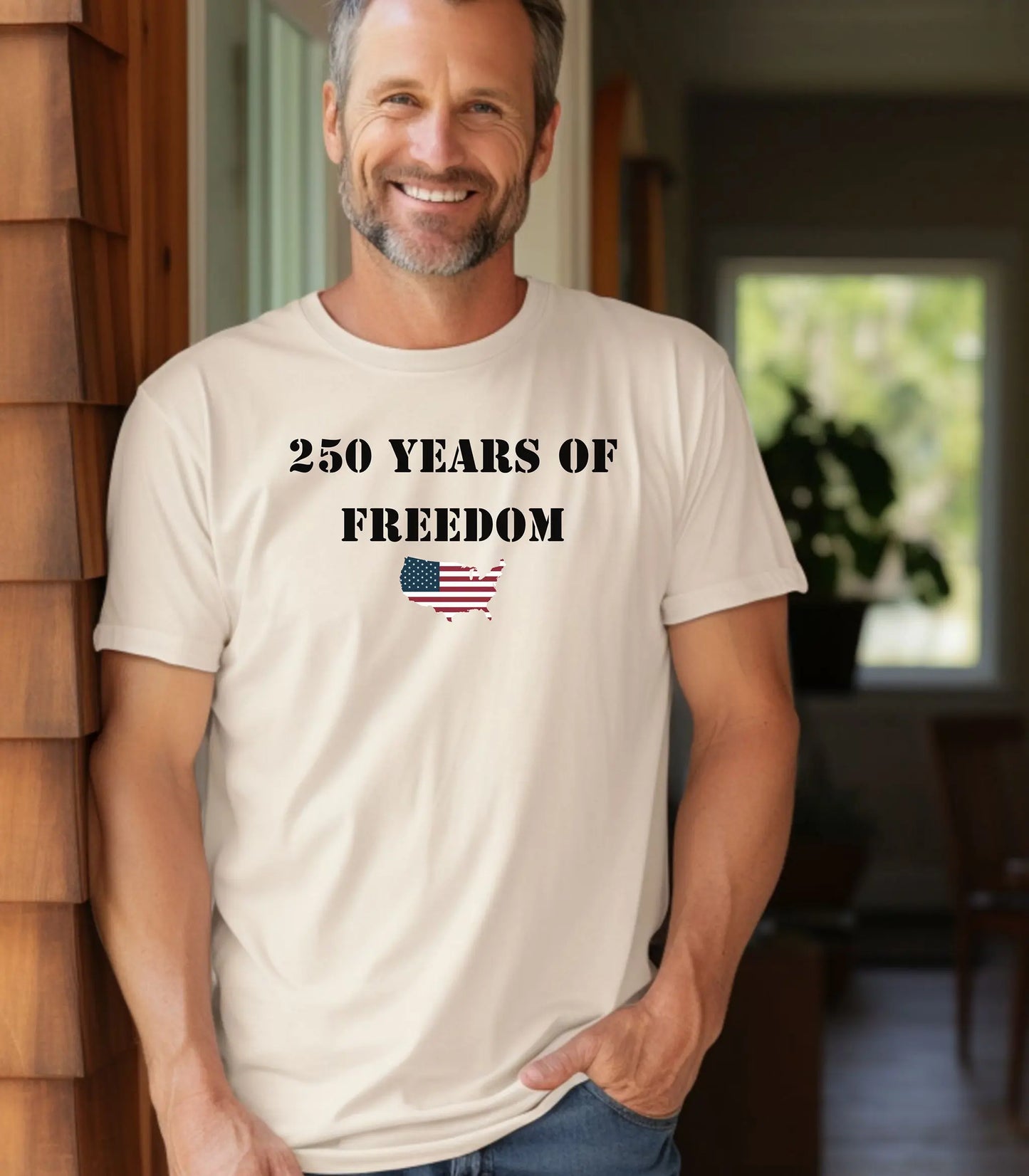 250 Years of Freedom T-shirt, USA flag map, patriotic anniversary Wildwood Mountain Coffee Co
