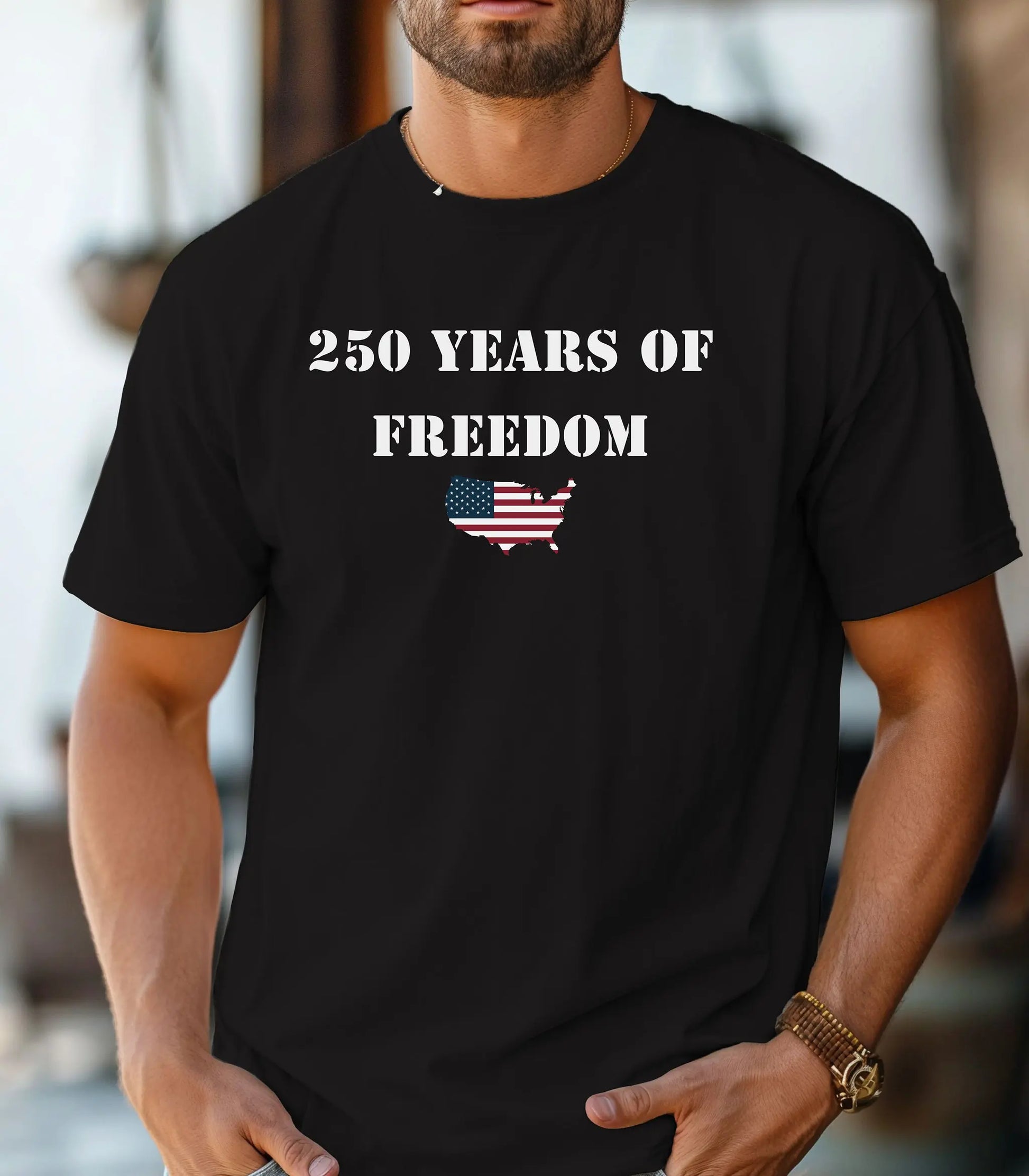 250 Years of Freedom T-shirt, USA flag map, patriotic anniversary Wildwood Mountain Coffee Co