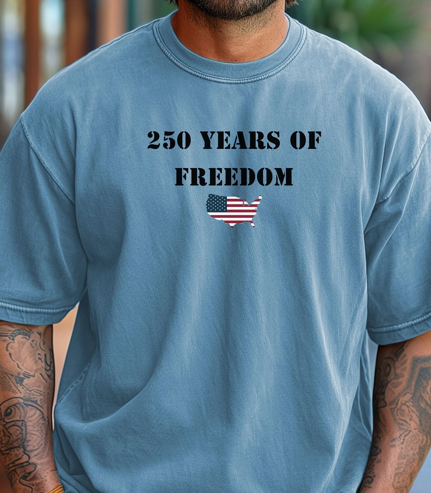 250 Years of Freedom T-shirt, USA flag map, patriotic anniversary Wildwood Mountain Coffee Co