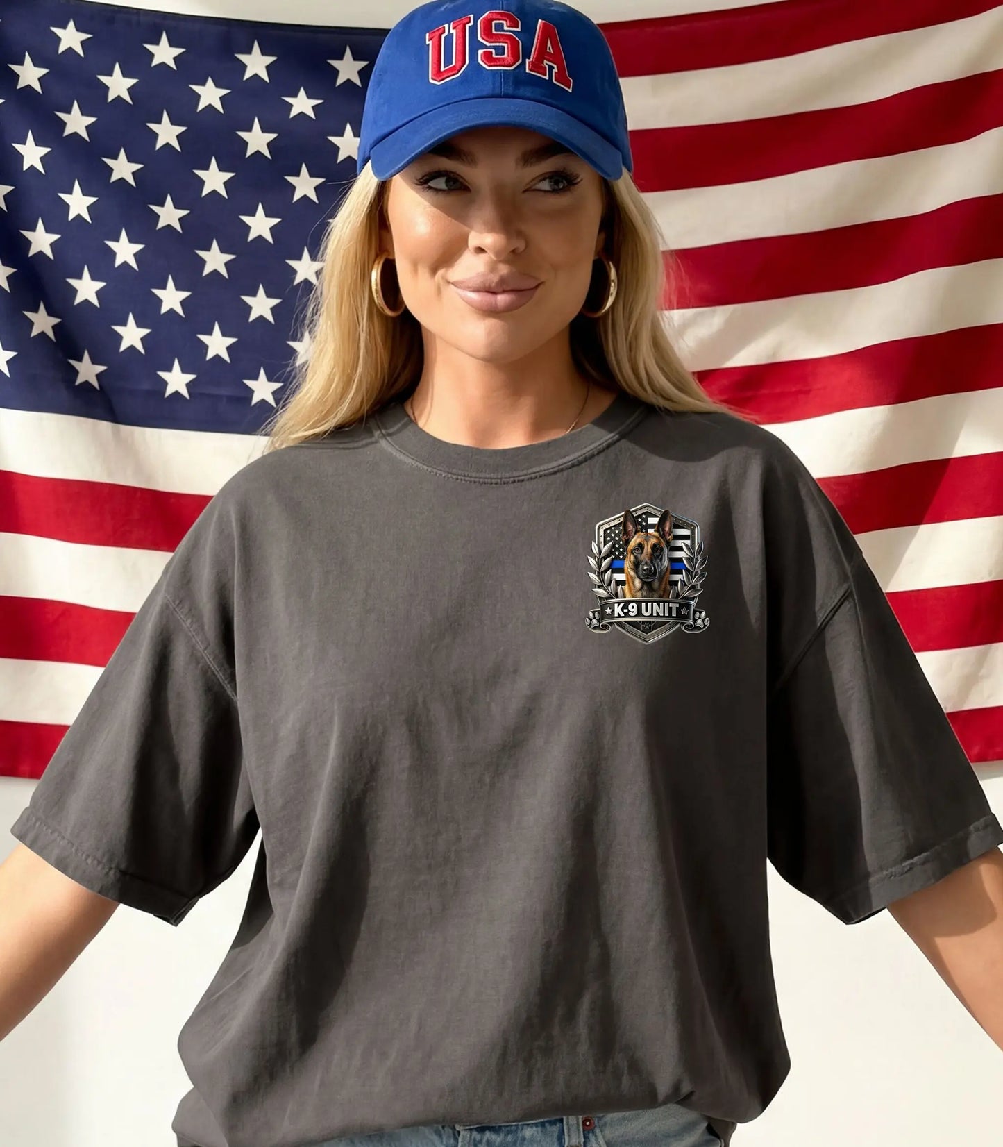 K-9 Unit Shield T-Shirt, Police K9 Patriotic, Law Enforcement Shirt Wildwood Mountain Coffee Co