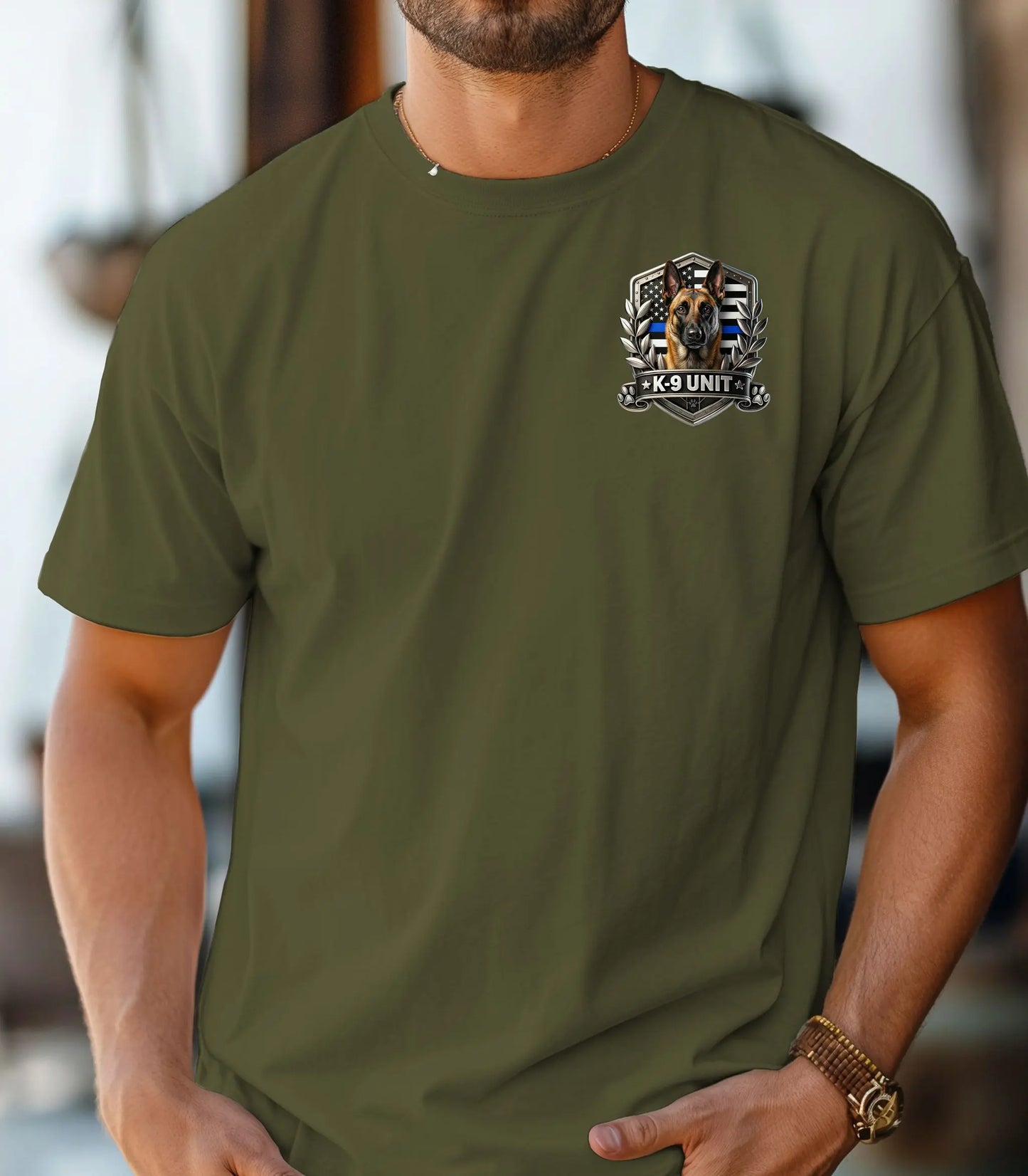 K-9 Unit Shield T-Shirt, Police K9 Patriotic, Law Enforcement Shirt Wildwood Mountain Coffee Co