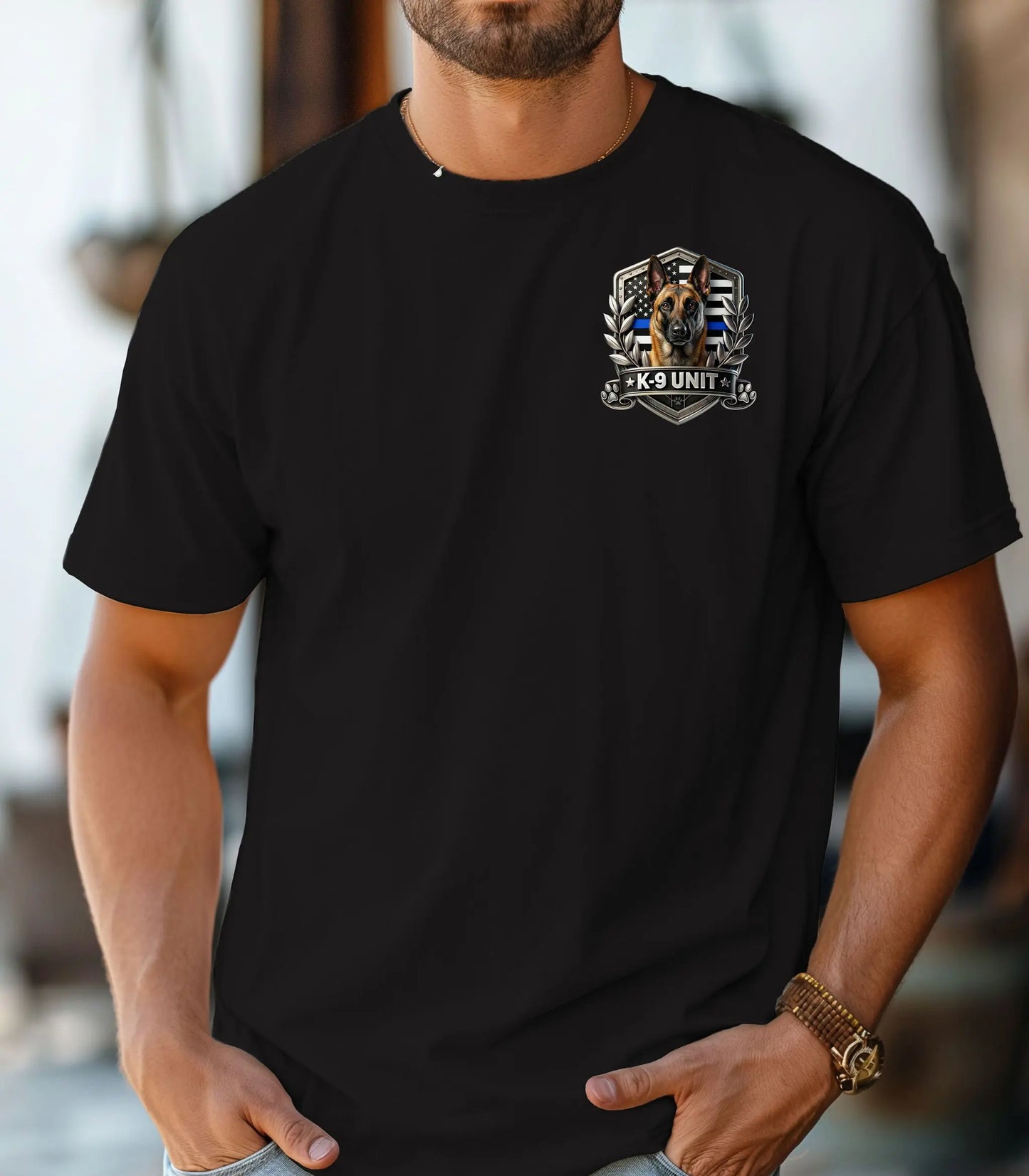 K-9 Unit Shield T-Shirt, Police K9 Patriotic, Law Enforcement Shirt Wildwood Mountain Coffee Co