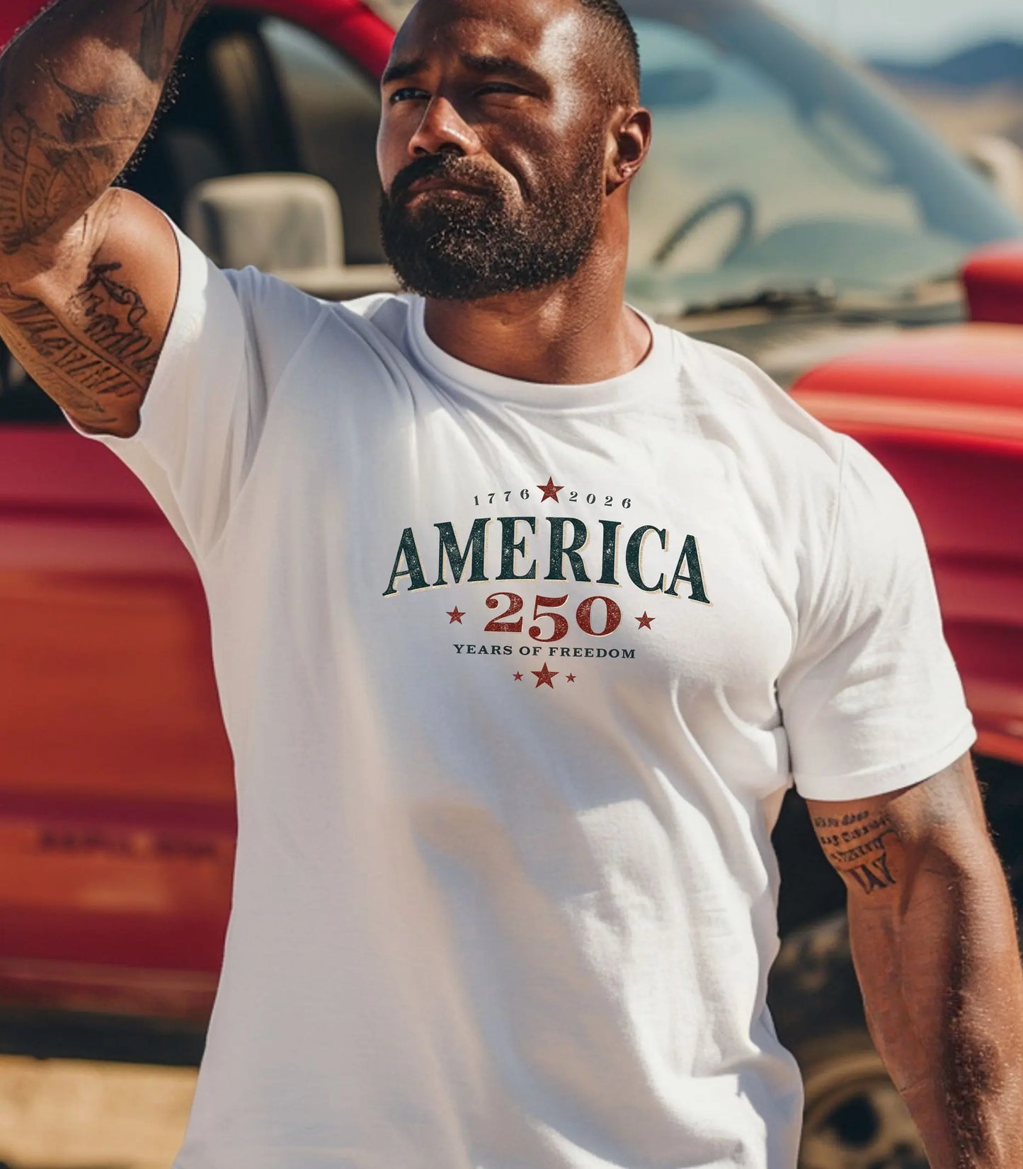 America 250 vintage patriotic logo T-shirt, Independence Anniversary Tee Wildwood Mountain Coffee Co