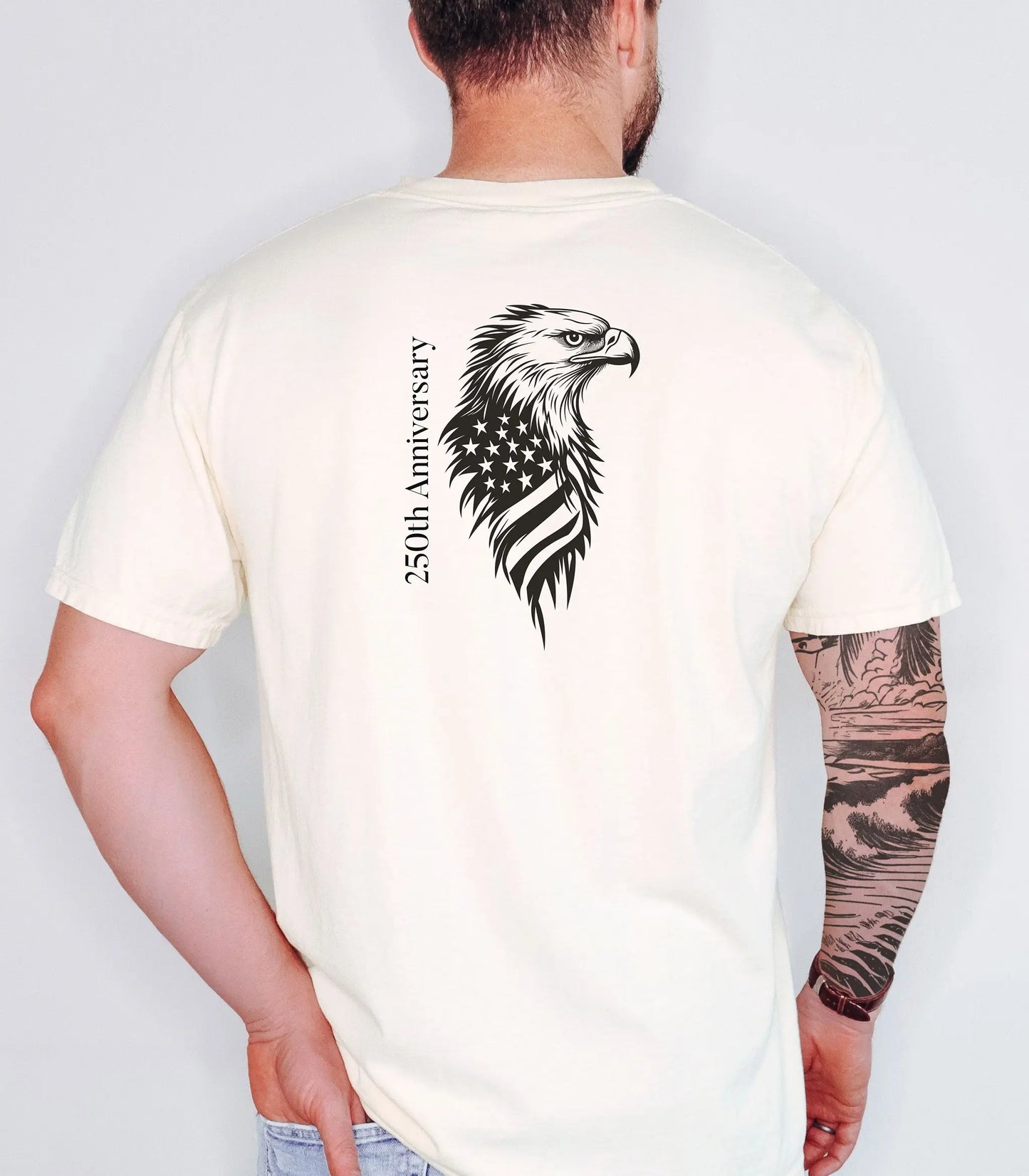 America 250th Anniversary T-Shirt, Patriotic Eagle Design Wildwood Mountain Coffee Co
