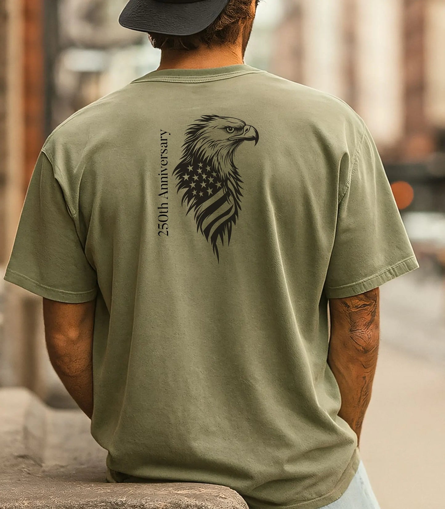 America 250th Anniversary T-Shirt, Patriotic Eagle Design Wildwood Mountain Coffee Co