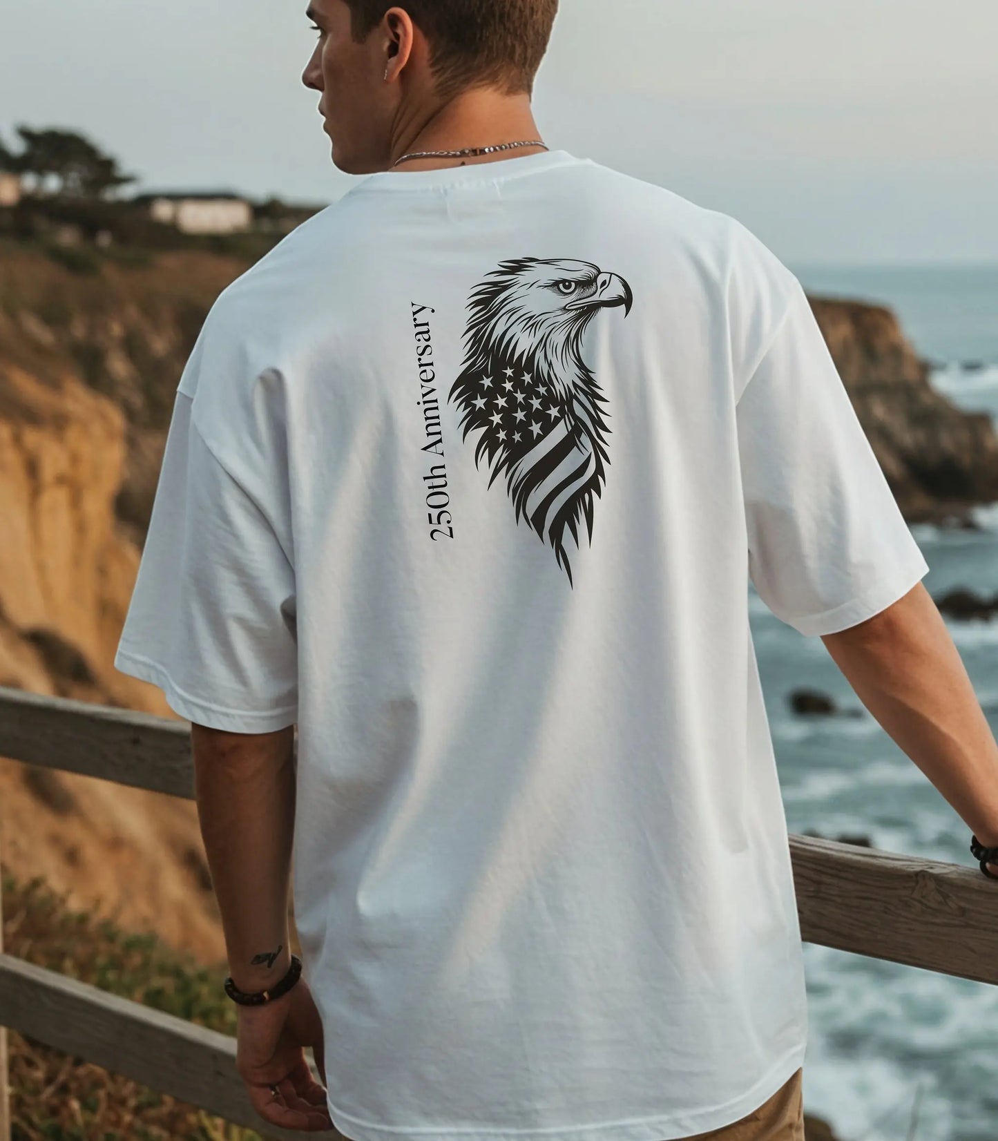 America 250th Anniversary T-Shirt, Patriotic Eagle Design Wildwood Mountain Coffee Co