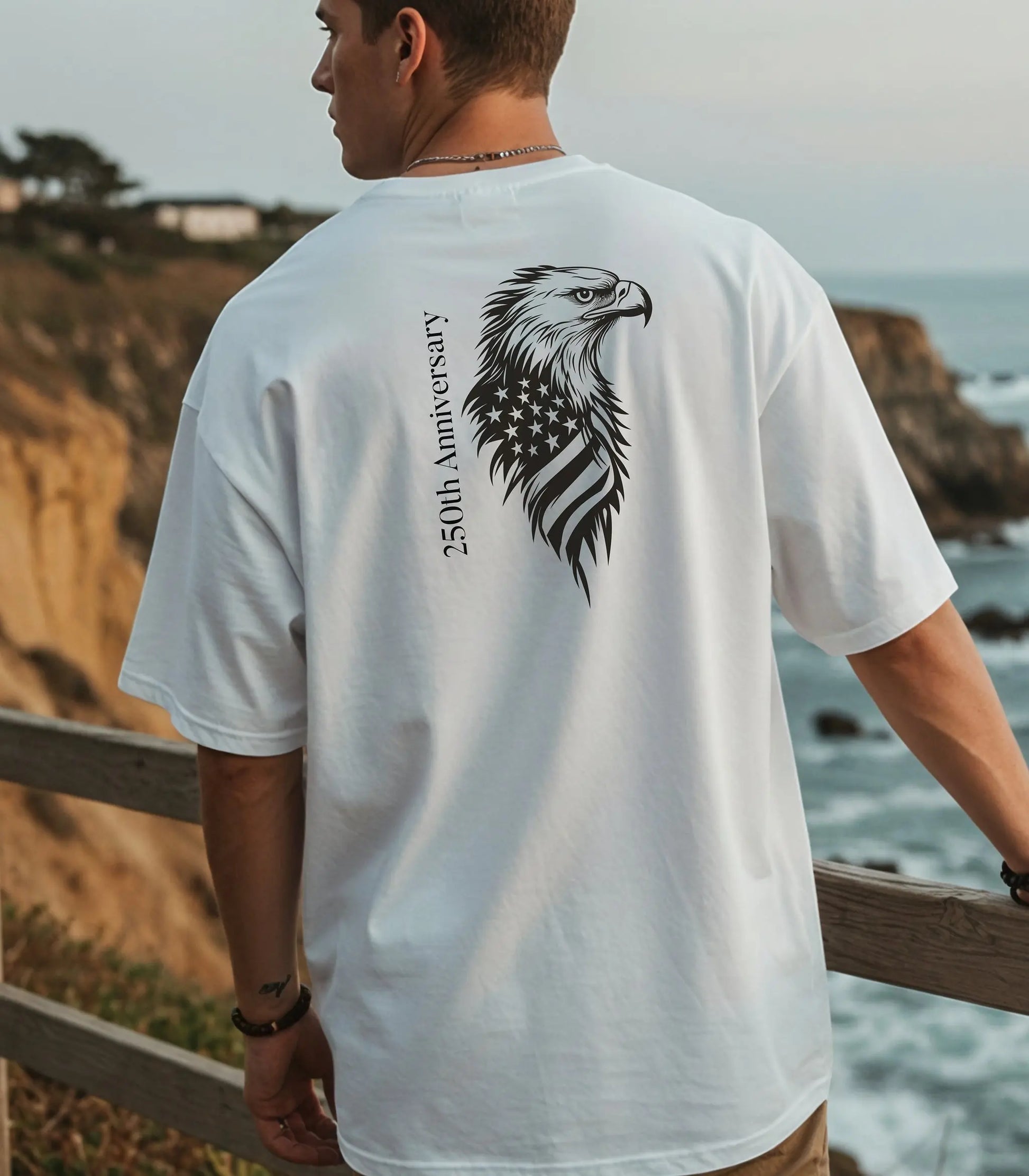 America 250th Anniversary T-Shirt, Patriotic Eagle Design Wildwood Mountain Coffee Co