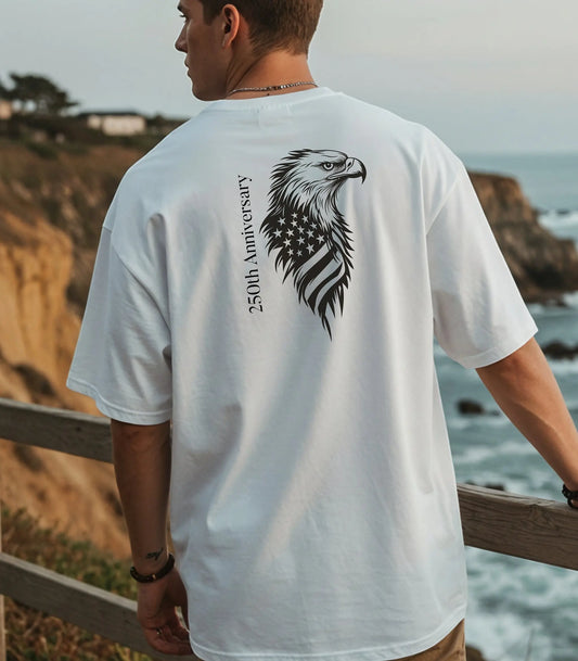 America 250th Anniversary T-Shirt, Patriotic Eagle Design Wildwood Mountain Coffee Co