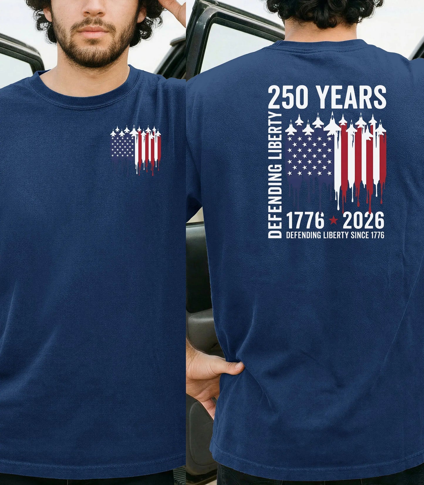 250 Years Defending Liberty T-Shirt, America 250 Patriotic Military Shirt Wildwood Mountain Coffee Co