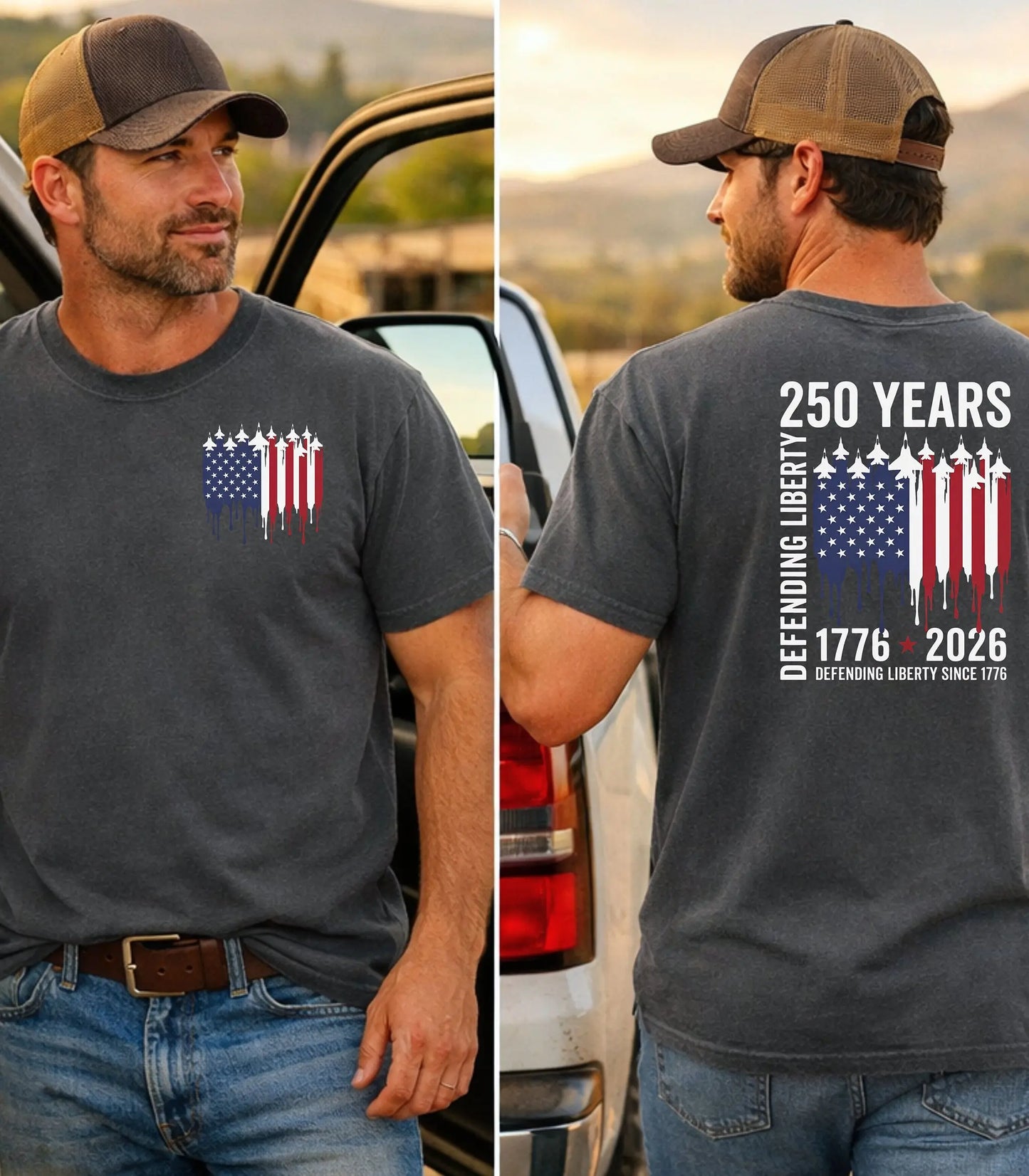 250 Years Defending Liberty T-Shirt, America 250 Patriotic Military Shirt Wildwood Mountain Coffee Co