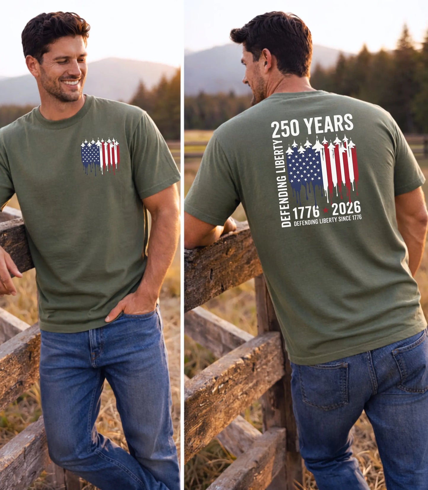 250 Years Defending Liberty T-Shirt, America 250 Patriotic Military Shirt Wildwood Mountain Coffee Co