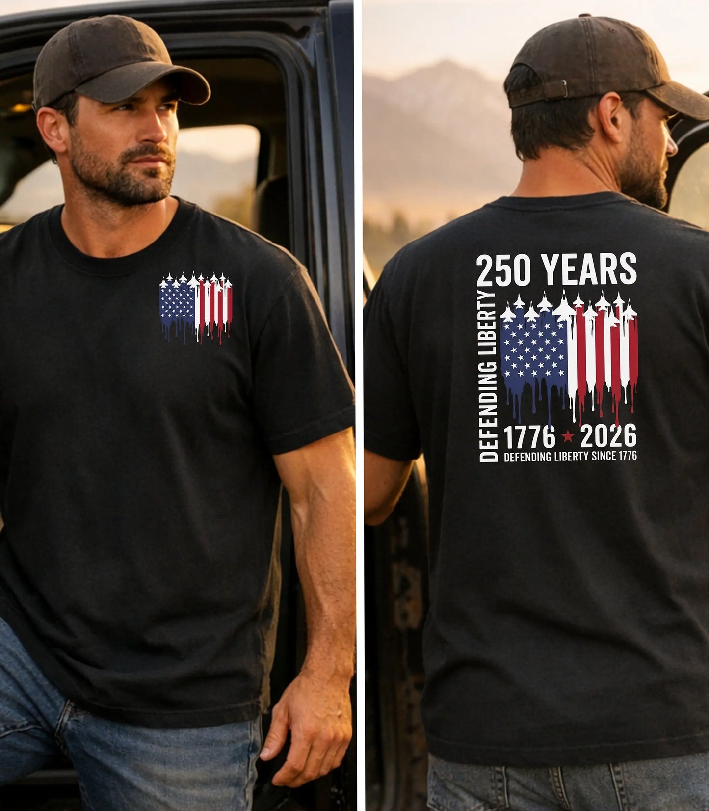 250 Years Defending Liberty T-Shirt, America 250 Patriotic Military Shirt Wildwood Mountain Coffee Co