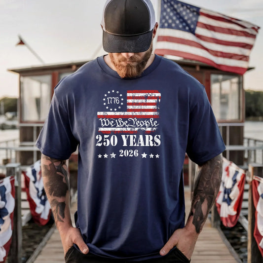 We the People 250 Years 1776-2026 T-Shirt, American Flag Independence 250th Wildwood Mountain Coffee Co