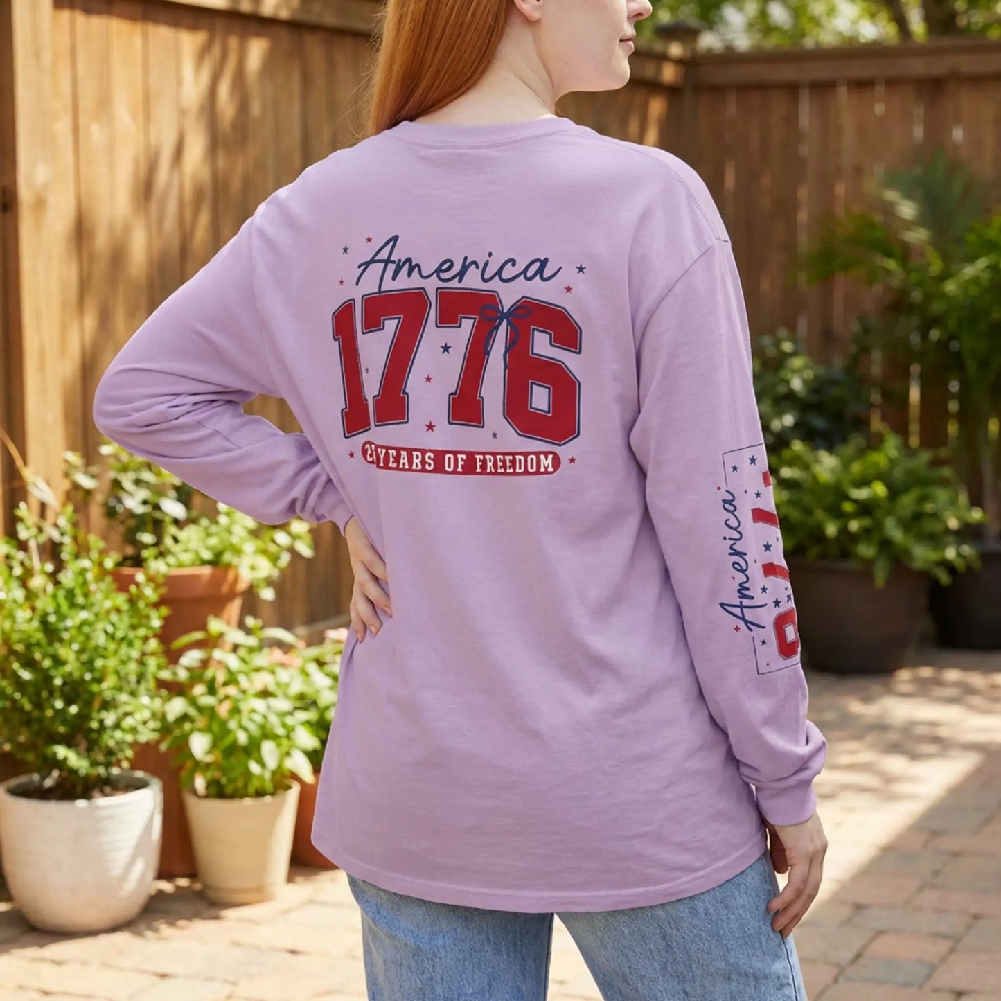 America 1776 Long Sleeve Shirt, 250 Years of Freedom Patriotic Tee Wildwood Mountain Coffee Co