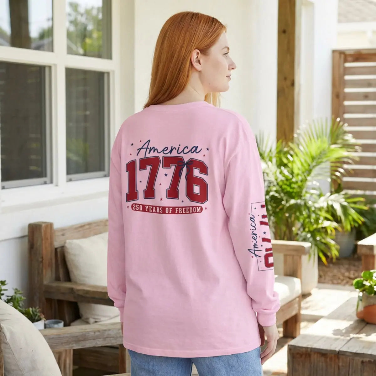 America 1776 Long Sleeve Shirt, 250 Years of Freedom Patriotic Tee Wildwood Mountain Coffee Co