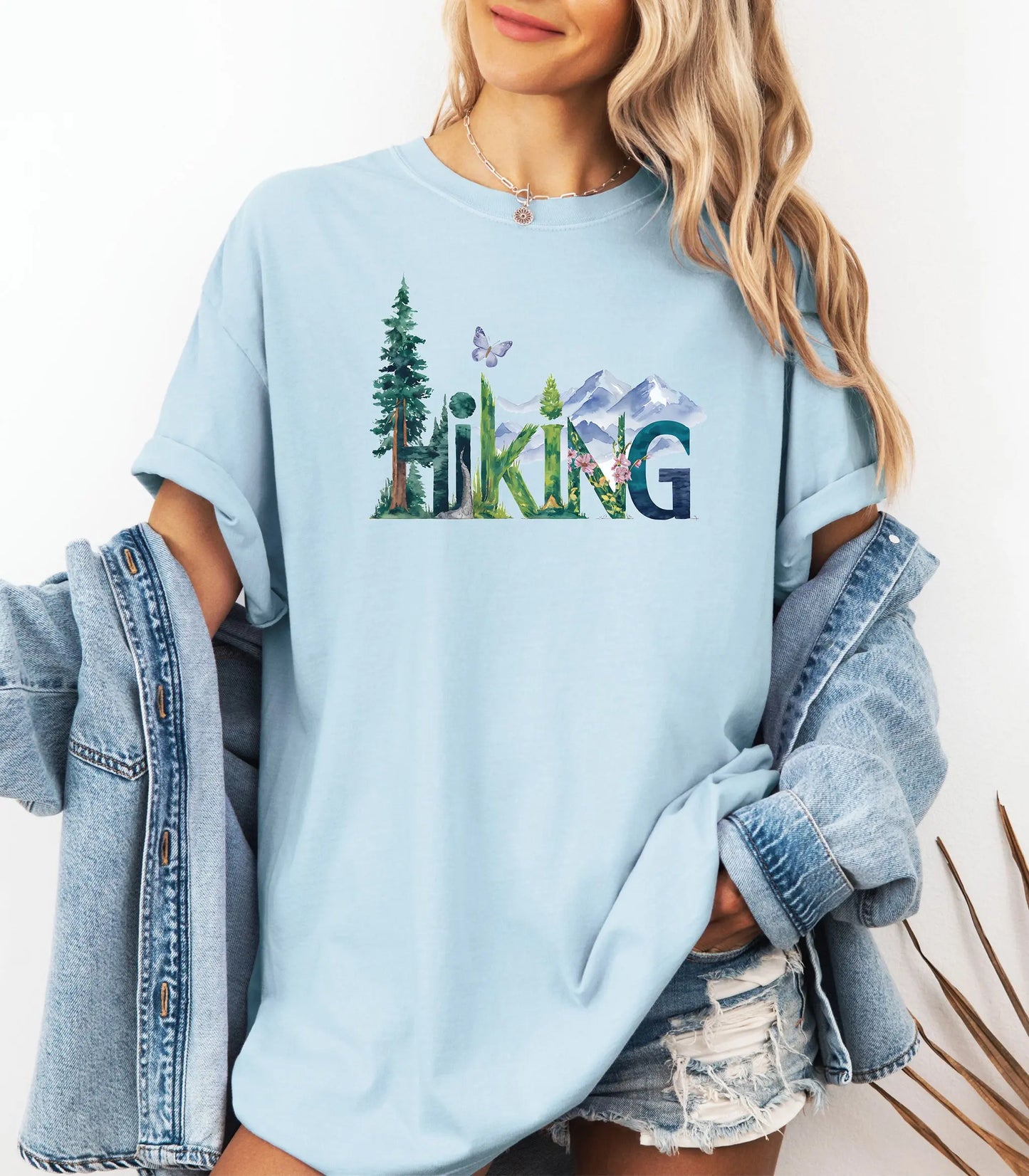 Nature-Inspired Hiking T-Shirt, Scenic Wilderness Lettering Tee Printify