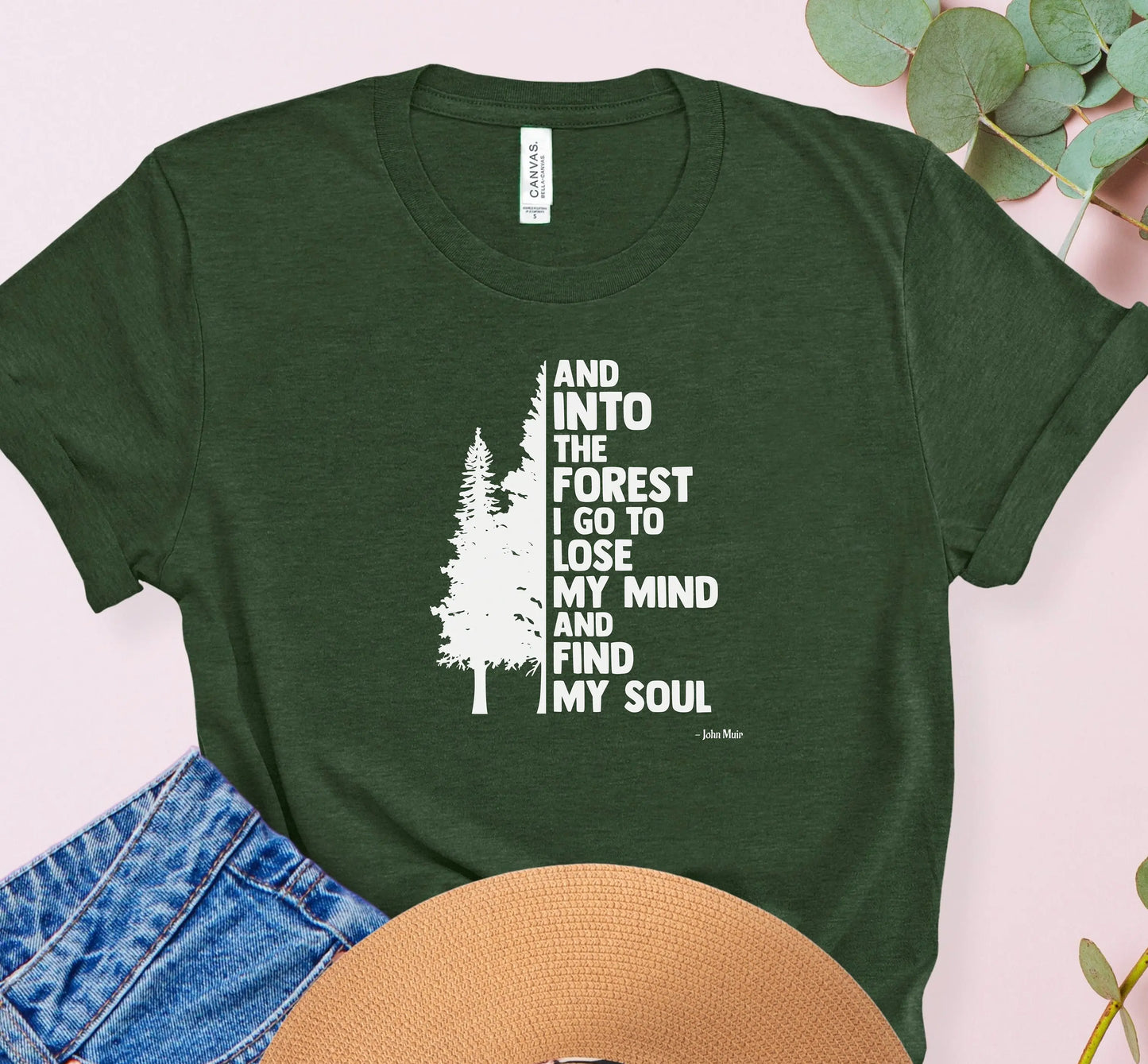 Into the Forest I Go Nature Quote T-Shirt, Forest Pine Tree Shirt, Camping Wanderlust Tee, Hiking Gift Wildwood Mountain Coffee Co
